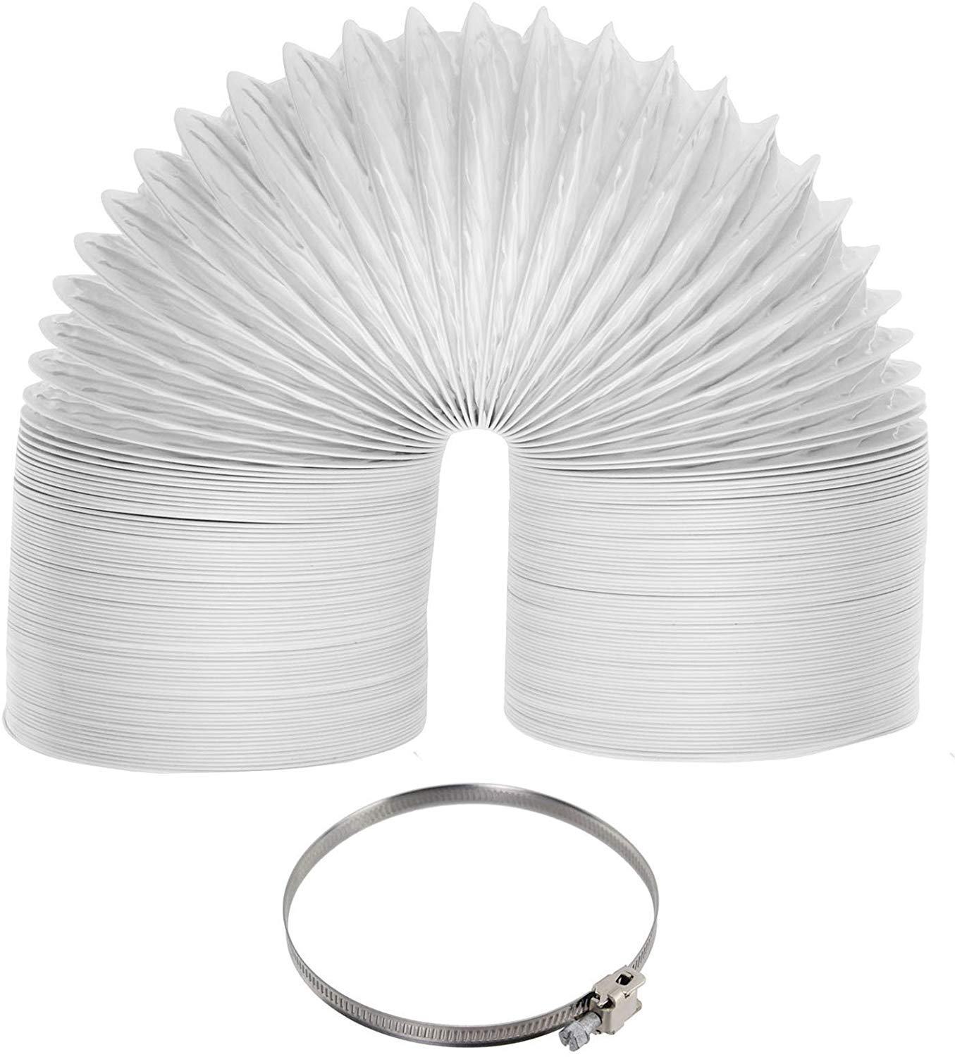 Universal Tumble Dryer Extra Long Vent Hose & Screw Clip Kit (6 Metre, 100mm Diameter)