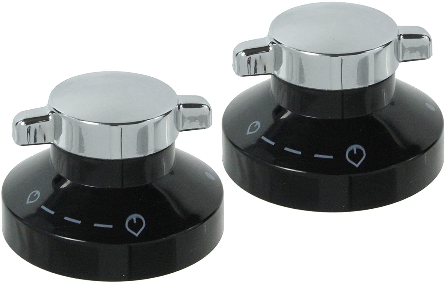 Belling New World Stoves Control Knob Dial for Cooker Hob Black / Silver, Pack of 2 x Knobs 081880326