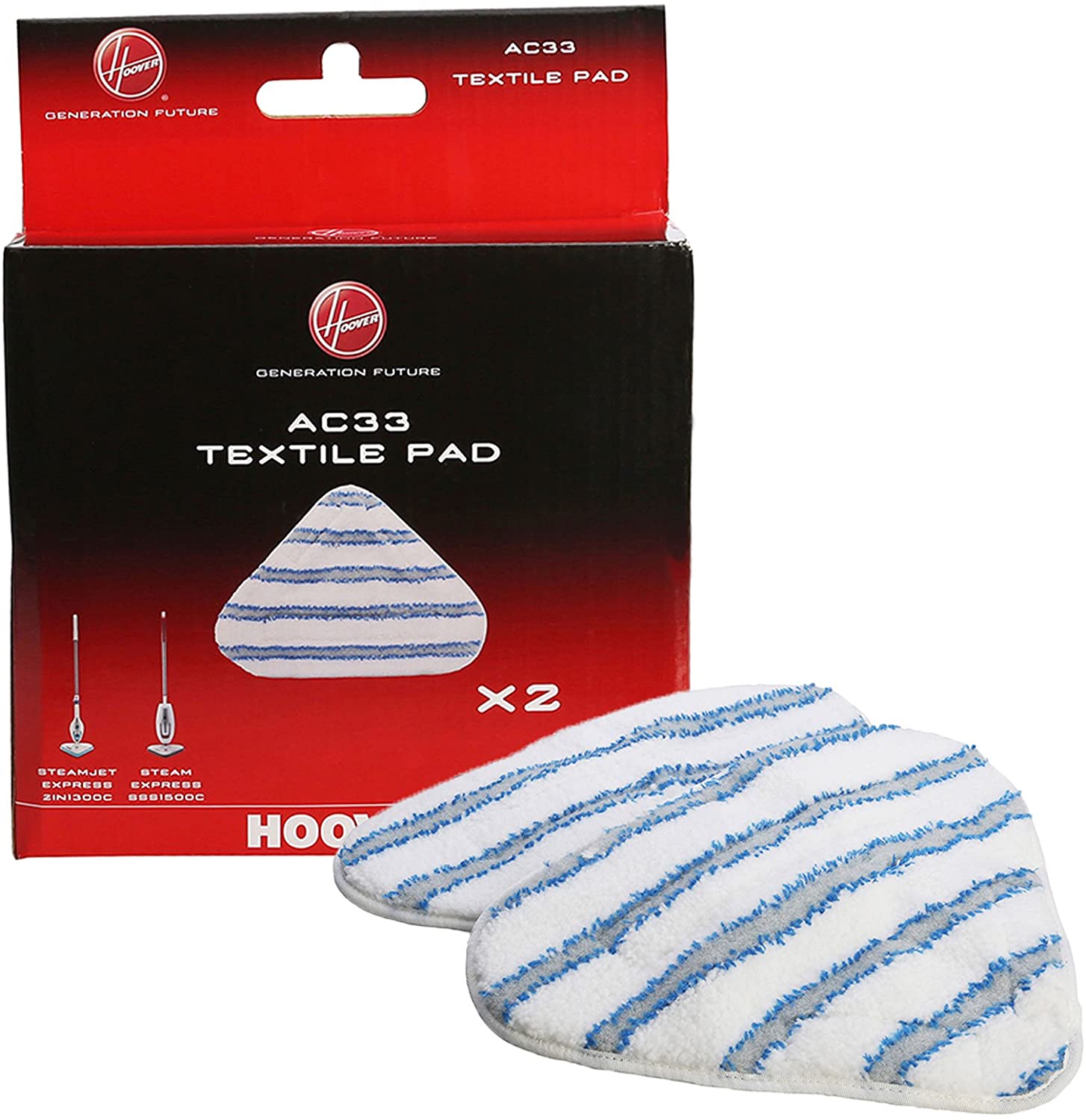 Steam Mop Pads for HOOVER SteamJet AC33 Type Textile Microfibre 35601658