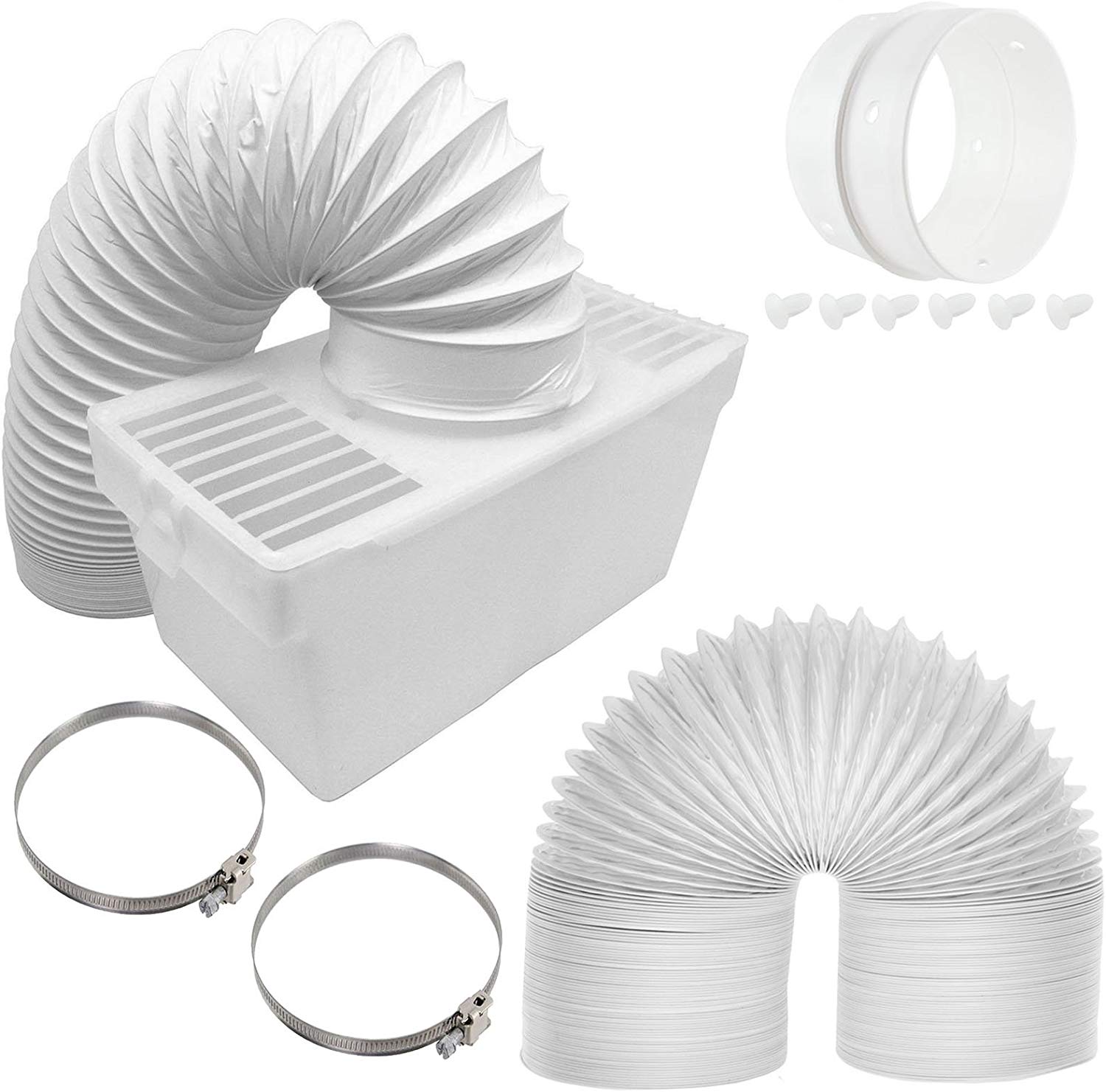 Universal Tumble Dryer Condenser Vent Box + Extra Long 6m Vent Hose Pipe (4" / 100mm)