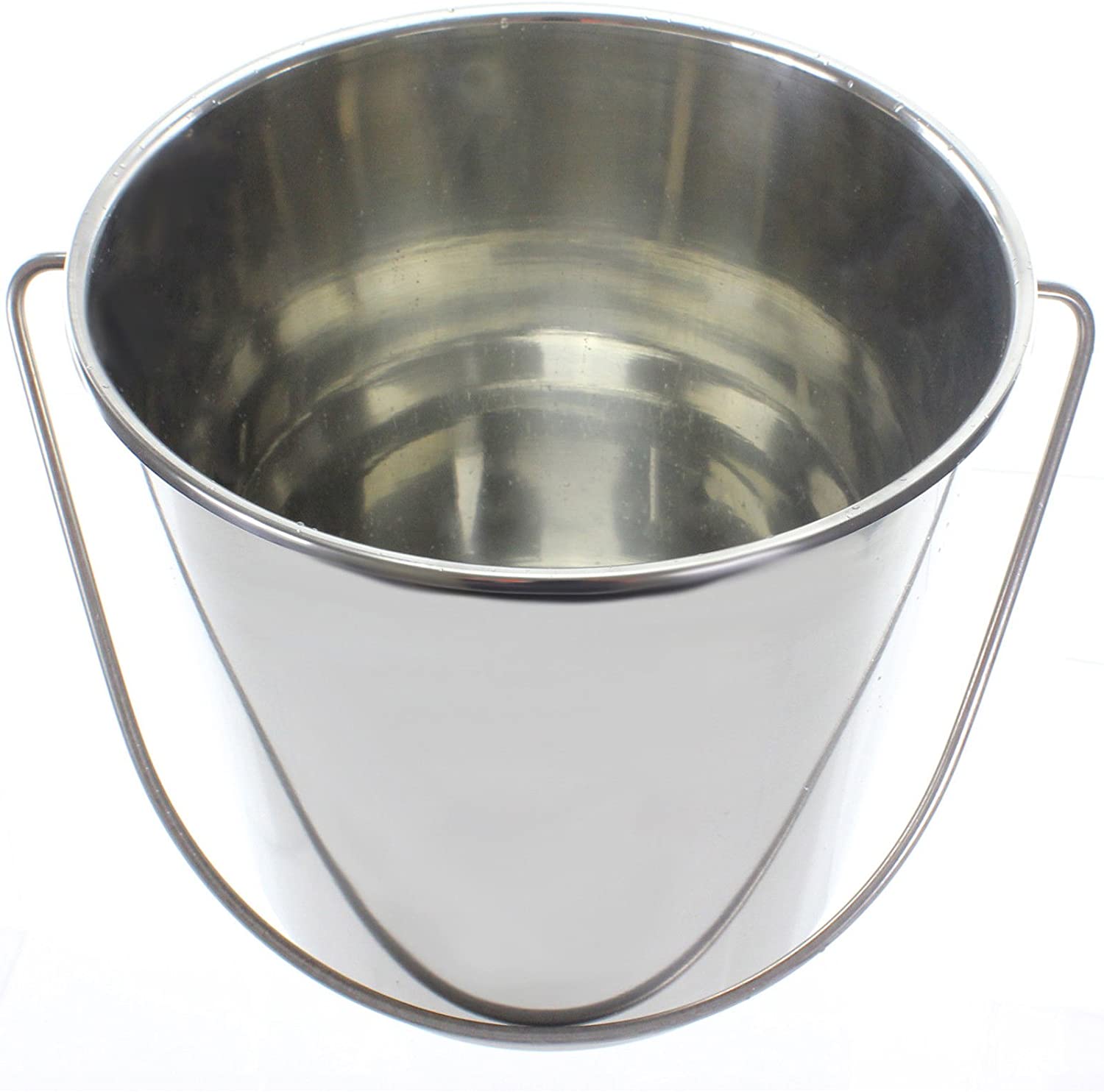12 Litre Stainless Steel Handled Pail Bucket for Champagne & Ice (Silver, Pack of 2 Buckets)