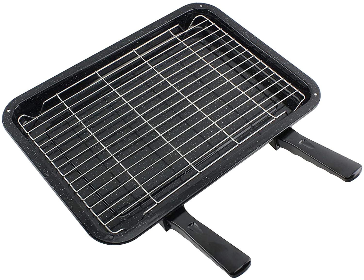 Medium Grill Pan, Rack & Dual Detachable Handles with Adjustable Shelf for BEKO Oven Cookers