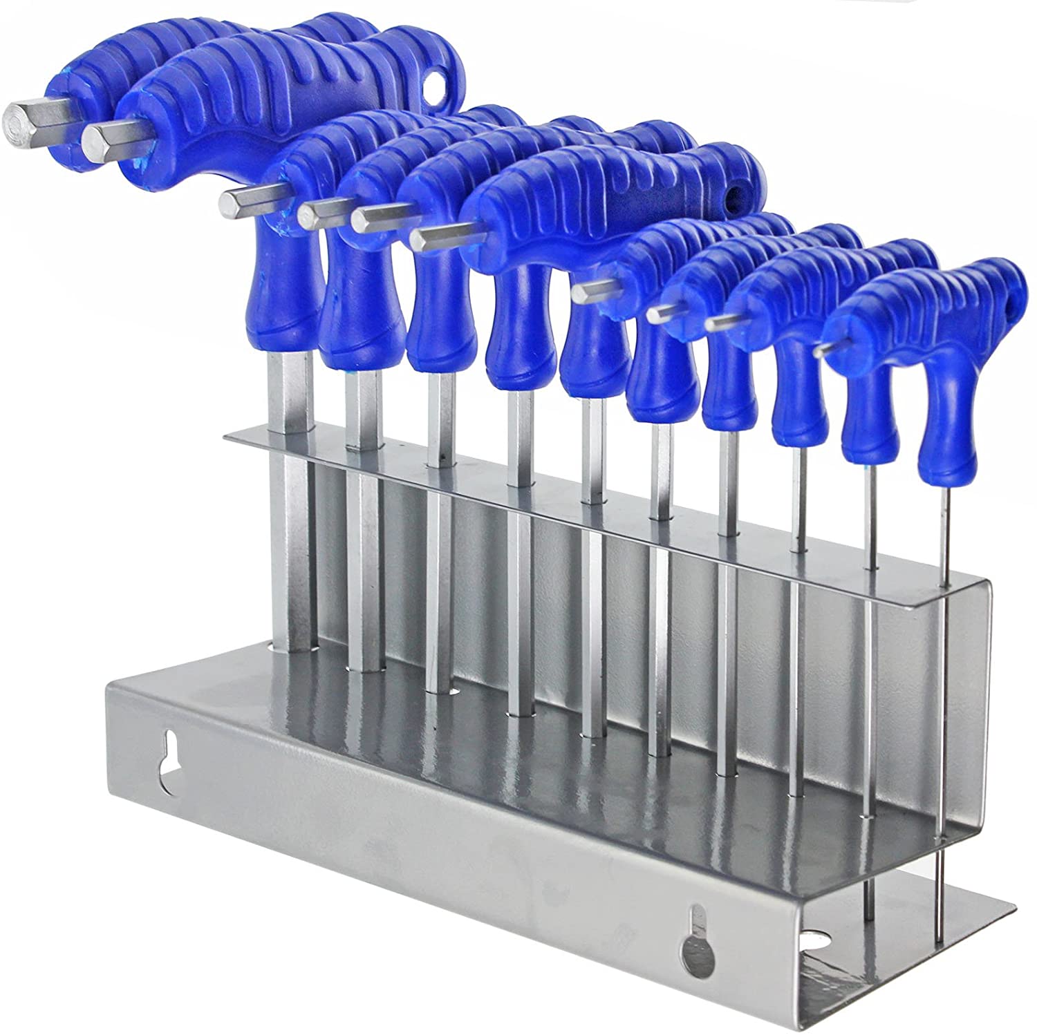 10 Piece T Handle Metric Hex Allen Key CR-V Screwdriver Set + Stand