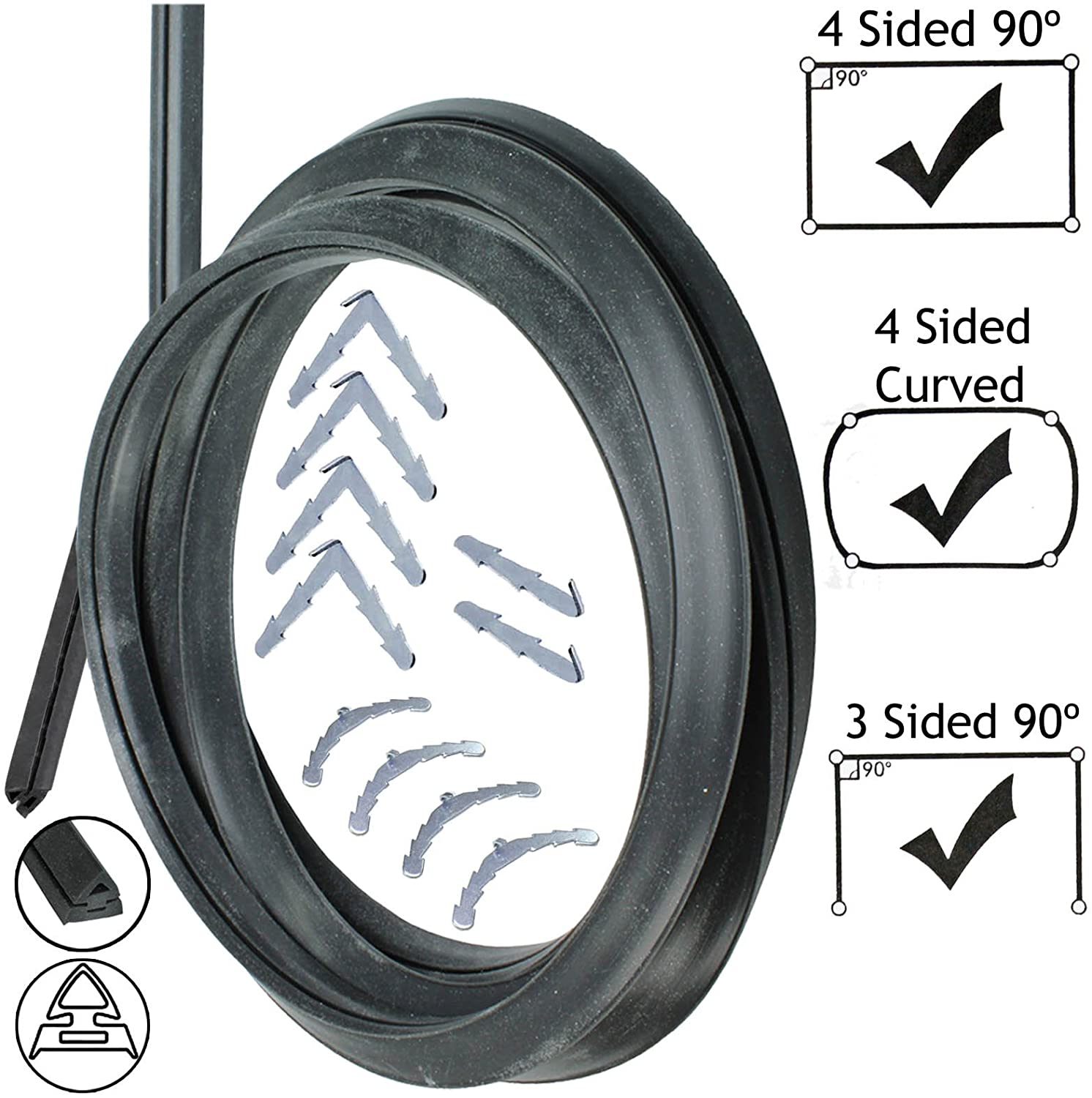 3m Cut to Size Door Seal for Hotpoint Indesit Creda 3 or 4 Sided Oven Cooker (Rounded or 90º Clips)