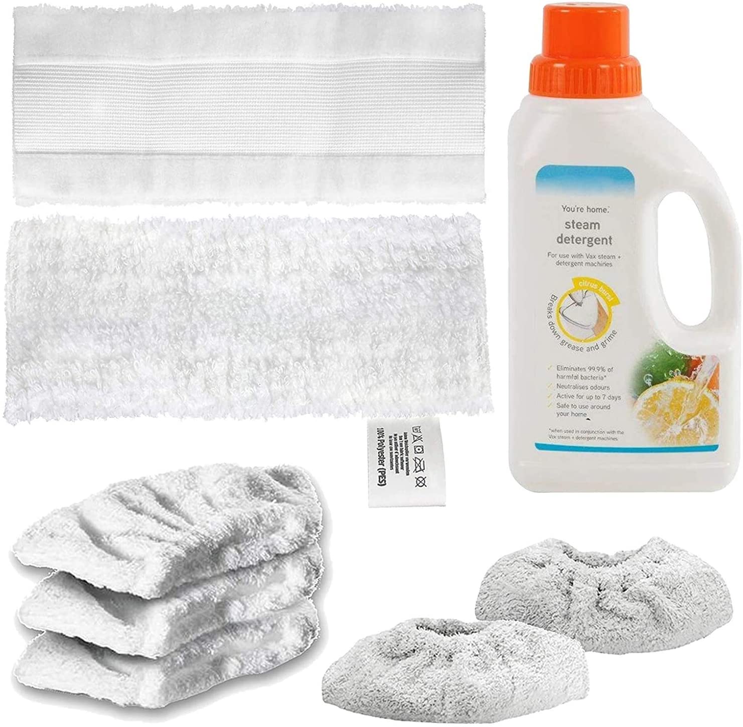 Floor Pads + Tool Covers + 500ml Detergent for KARCHER Easyfix SC1 SC2 SC3 SC4 SC5 Series Steam Cleaner (2 x Floor, 5 x Upholstery)