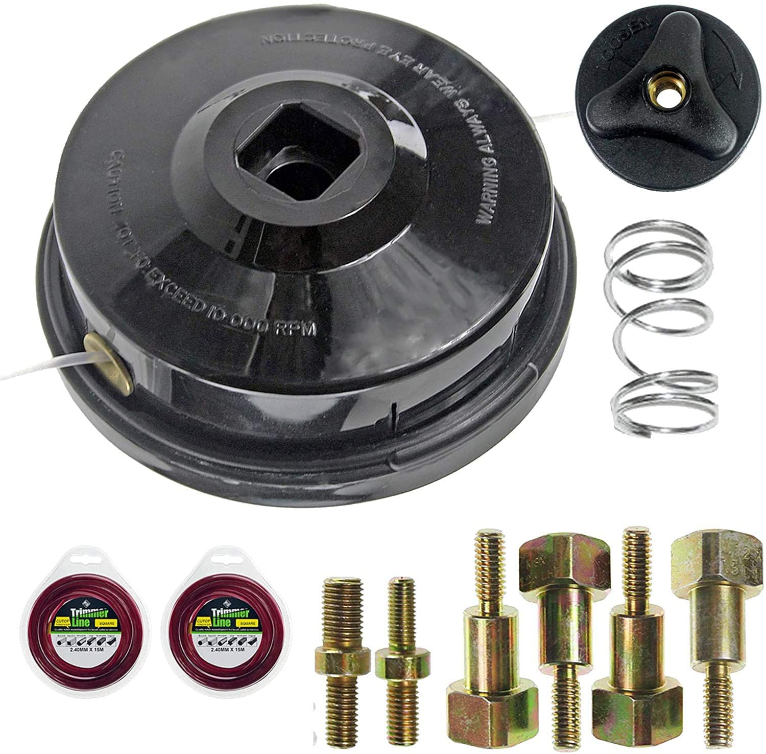 UNIVERSAL Dual Line Manual Feed Head with Bolts + 2 x Refill for Strimmer/Trimmer/Brushcutter