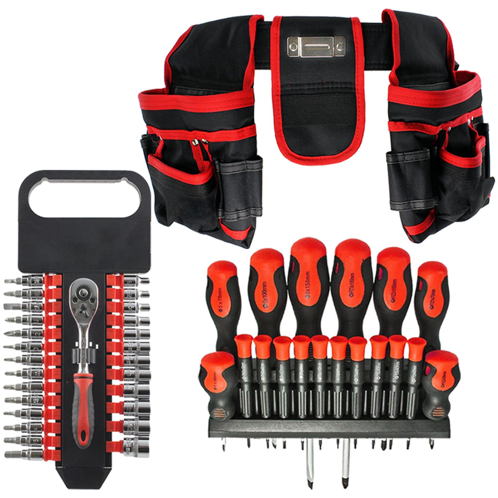 Screwdriver Set Tool Kit Ratchet Wrench Socket Driver Tool Belt Precision 48 Pce
