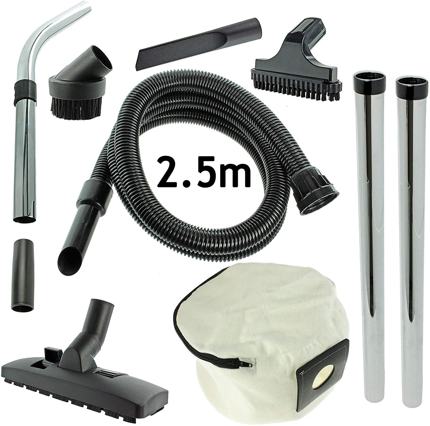 SPARES2GO Hose & Tool Kit Plus Zip Up Bag For Numatic Henry Hetty James Vacuum Cleaner (2.5m)