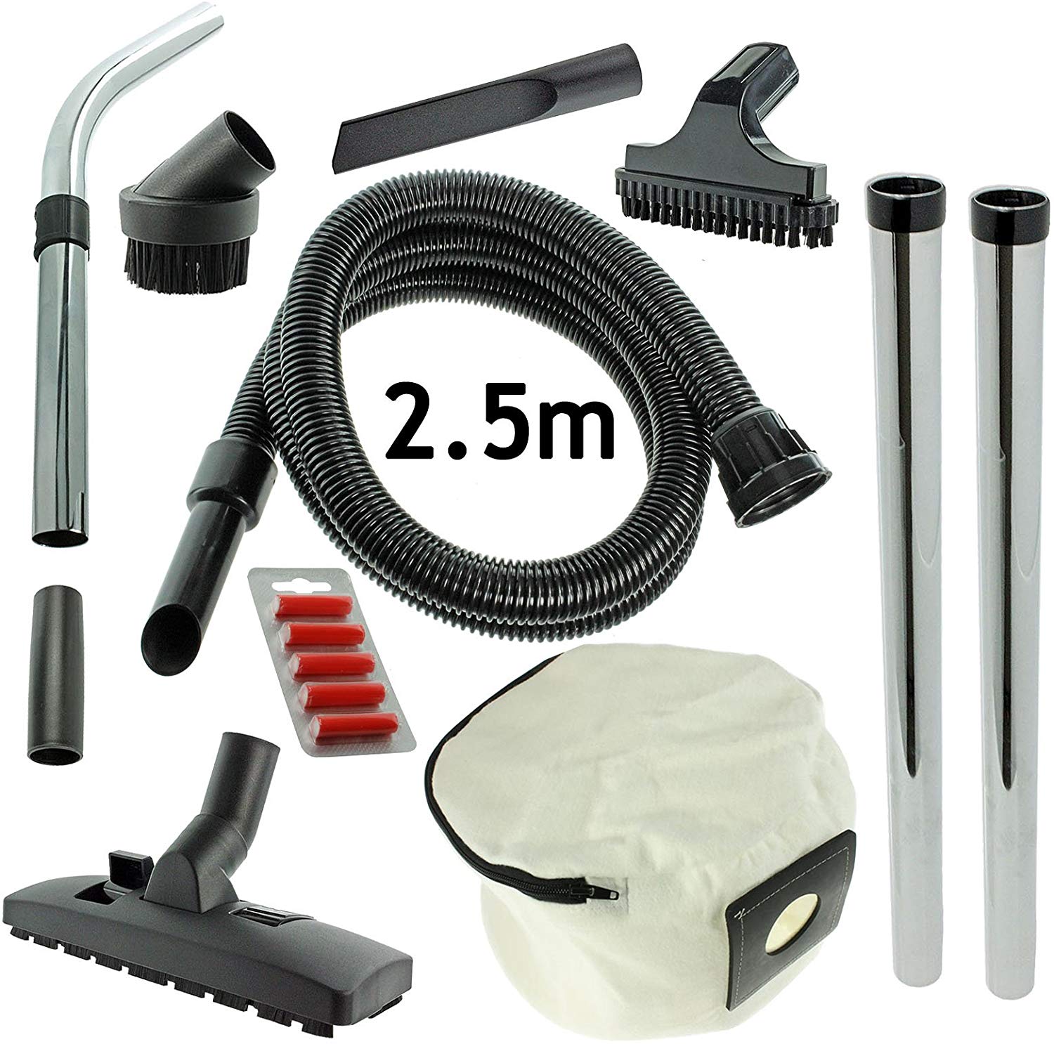 SPARES2GO 2.5m Hose & Tool Kit + Zip Up Bag For Numatic Henry Hetty James Vacuum Cleaner + Fresheners