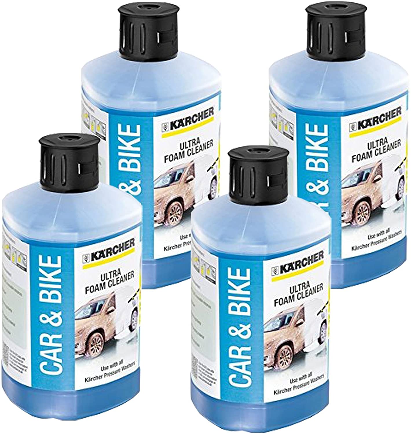 Karcher Car & Bike Ultra Snow Foam Presure Washer Cleaner Detergent (Pack of 4 x 1 Litre Bottles) 6.295-743 62957430