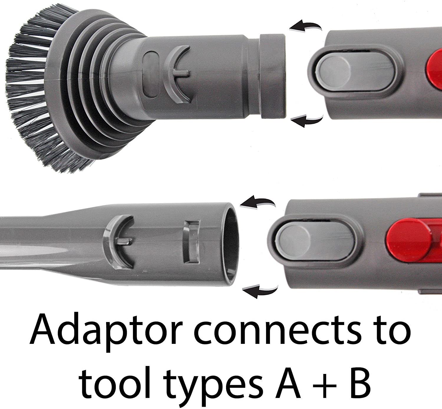 1.4m Compact Extension Hose + Stubborn Dirt Brush + Adapter kit for Dyson V7, V8, SV10, SV11 Cordless Vacuum Cleaner
