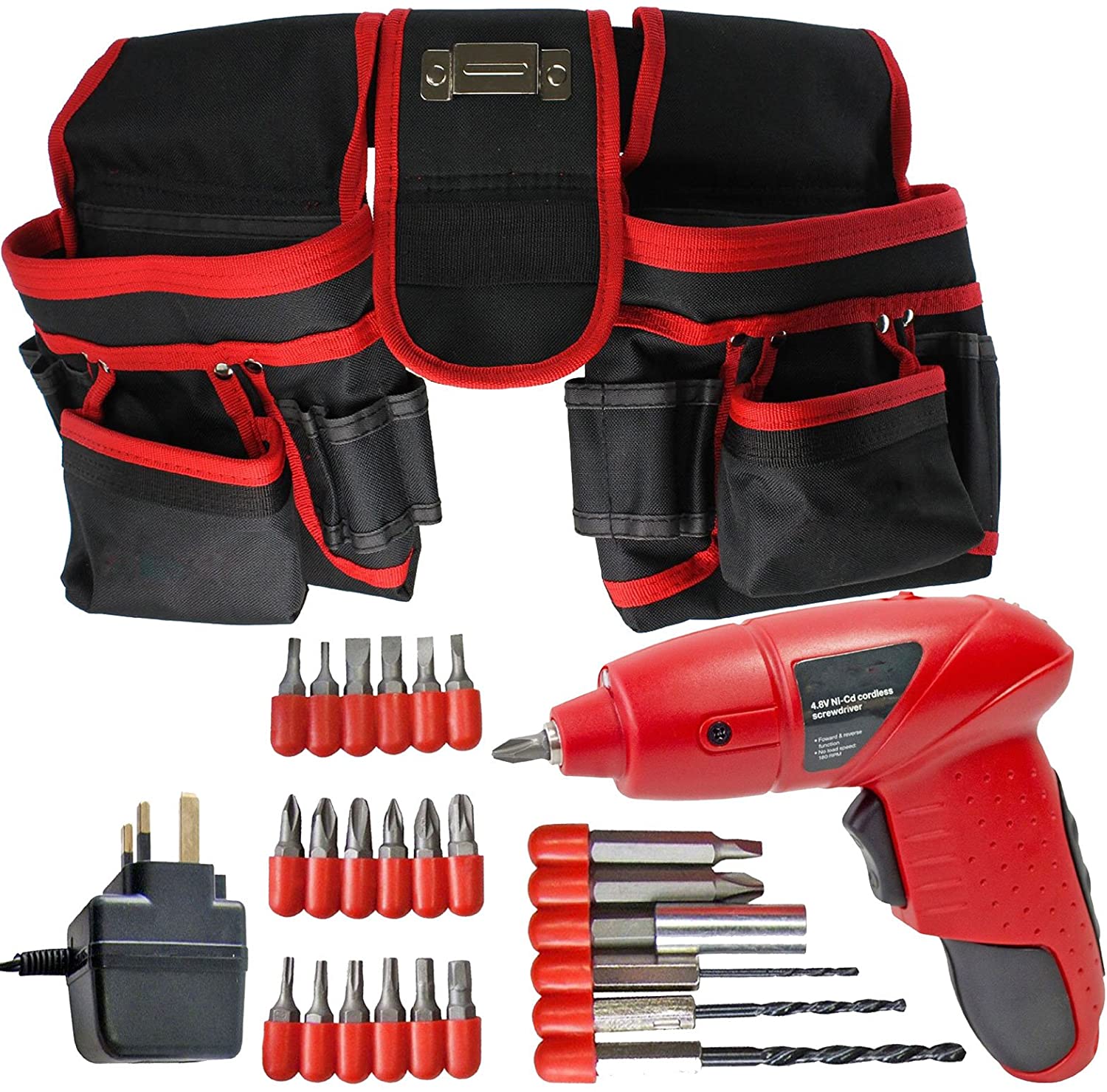 4.8 Mini Screwdriver Cordless Rechargeable Electric 20 Pocket Double Tool Belt