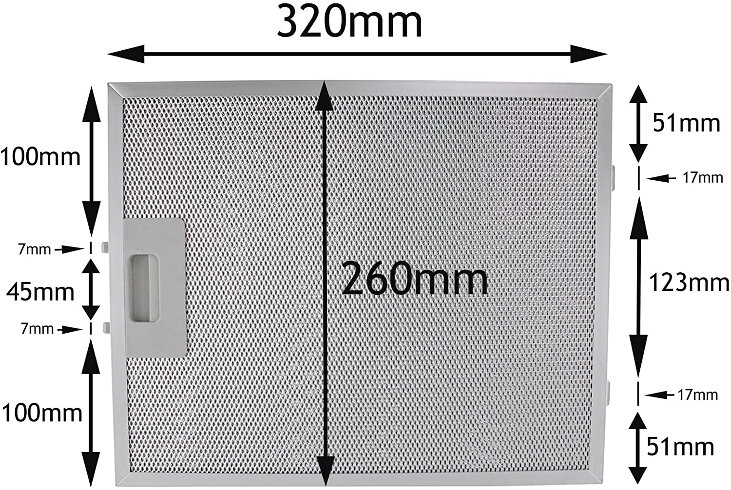 Cooker Hood Extractor Metal Grease Mesh Filter (Silver, 320 x 260mm)