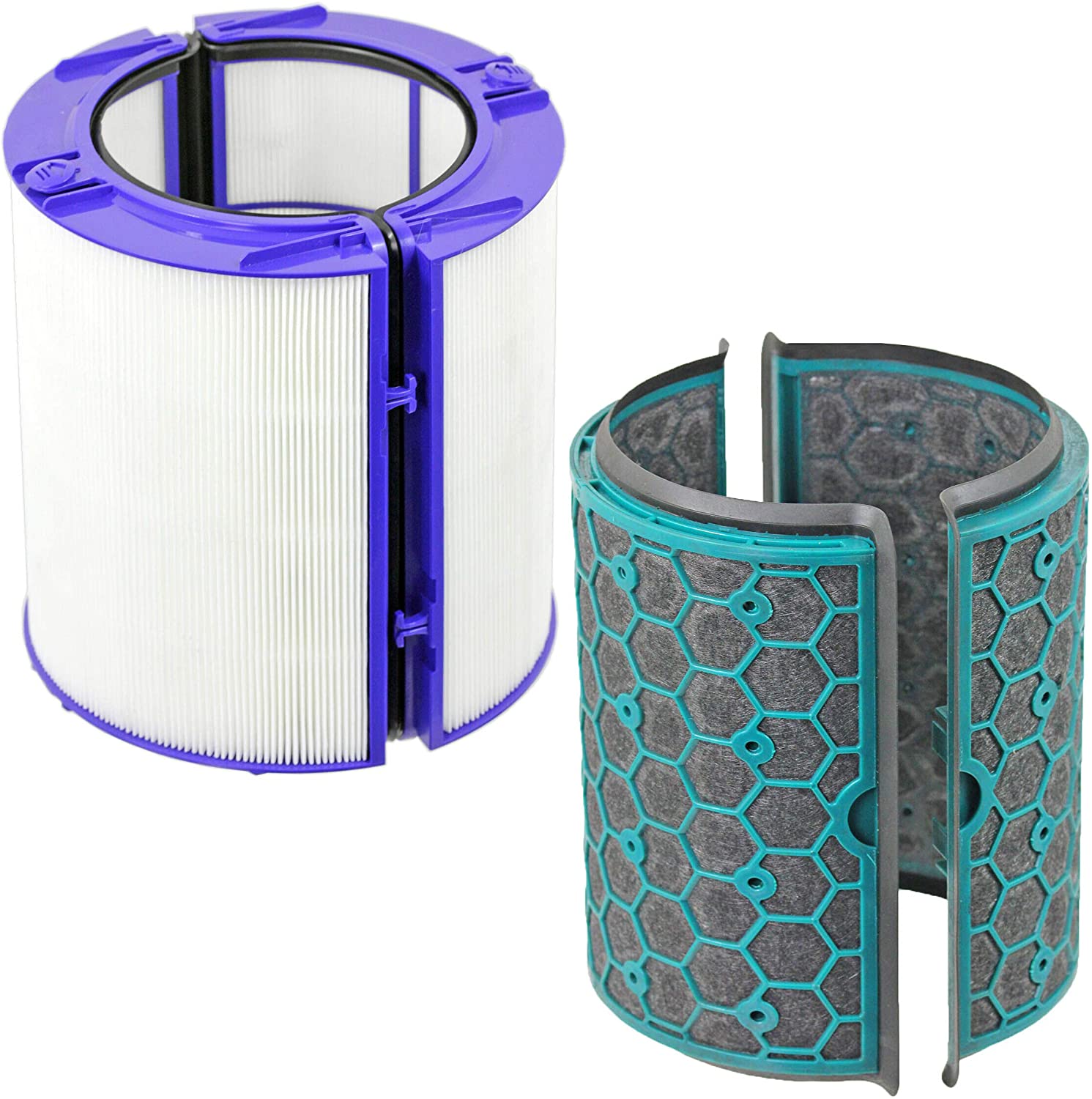 HEPA + Carbon Filter Kit for DYSON 360˚ Glass Activated Carbon Pure Cool DP04 HP04 TP04 Air Purifying Tower Fan (Pack of 2) + Cleaning Brush