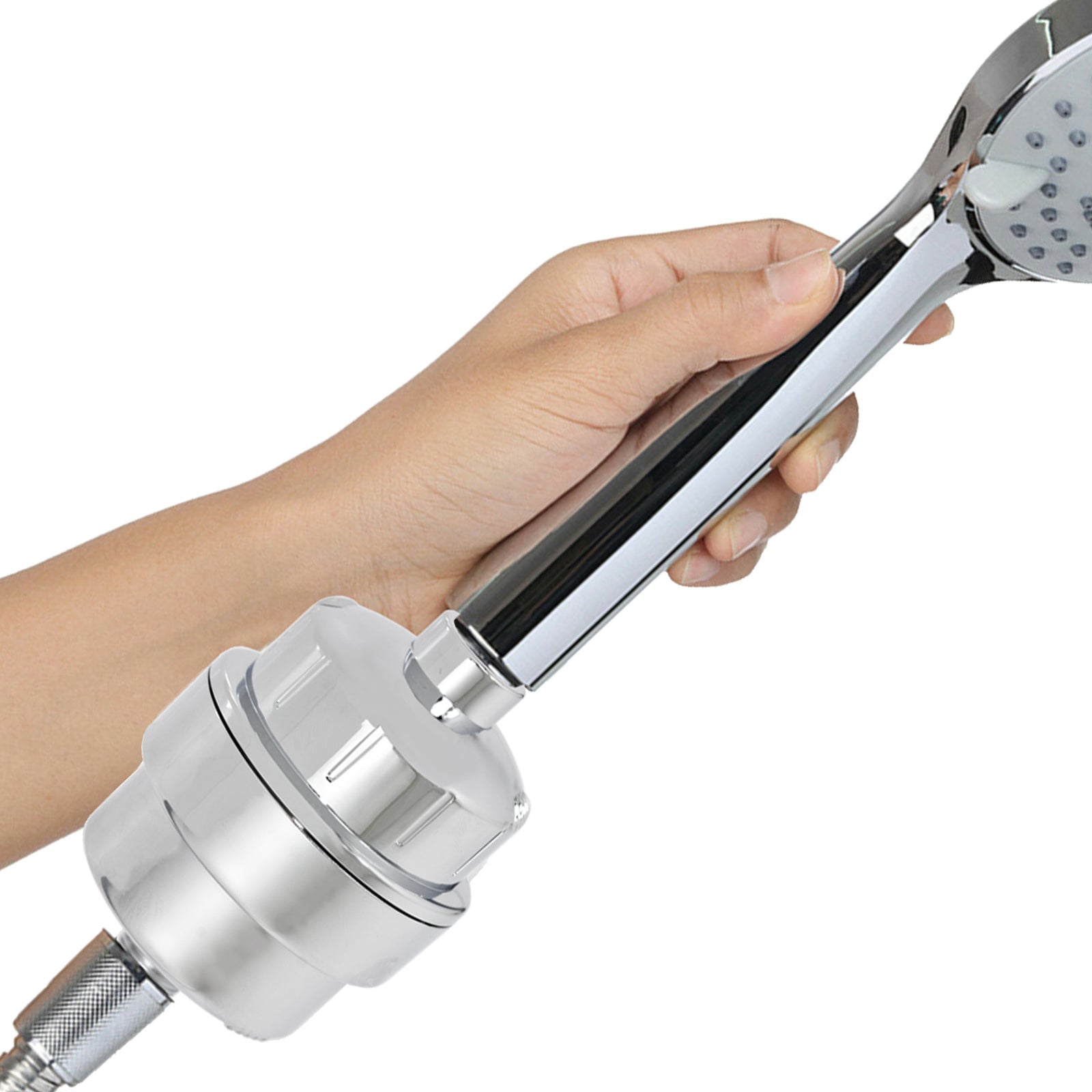 UNIVERSAL Shower Head Filter Chrome Steel Effect Hard Water Purifier Softener (Pack of 4)