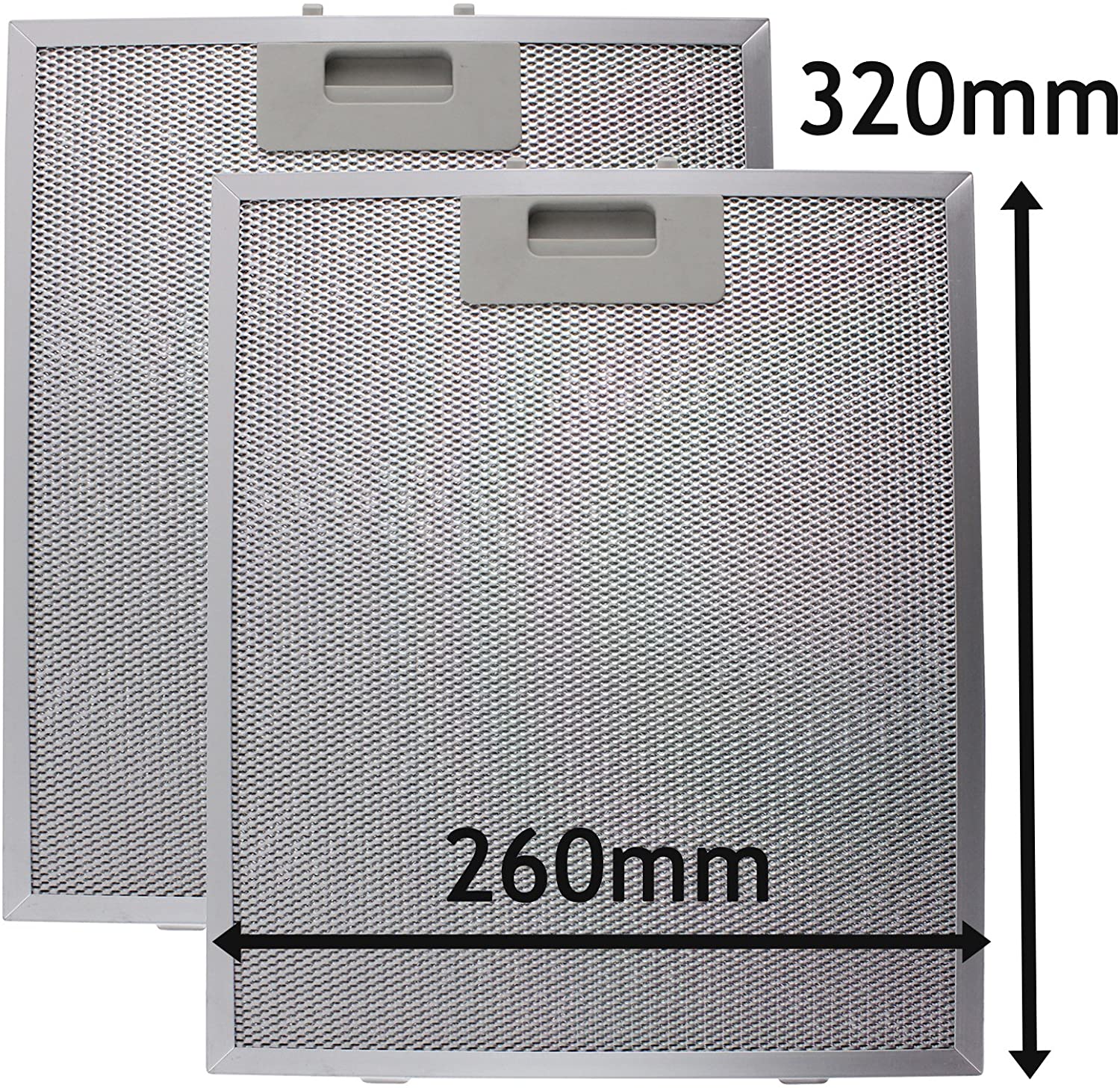 Cooker Hood Extractor Metal Grease Mesh Filter (Silver, 320 x 260mm, Pack of 2)