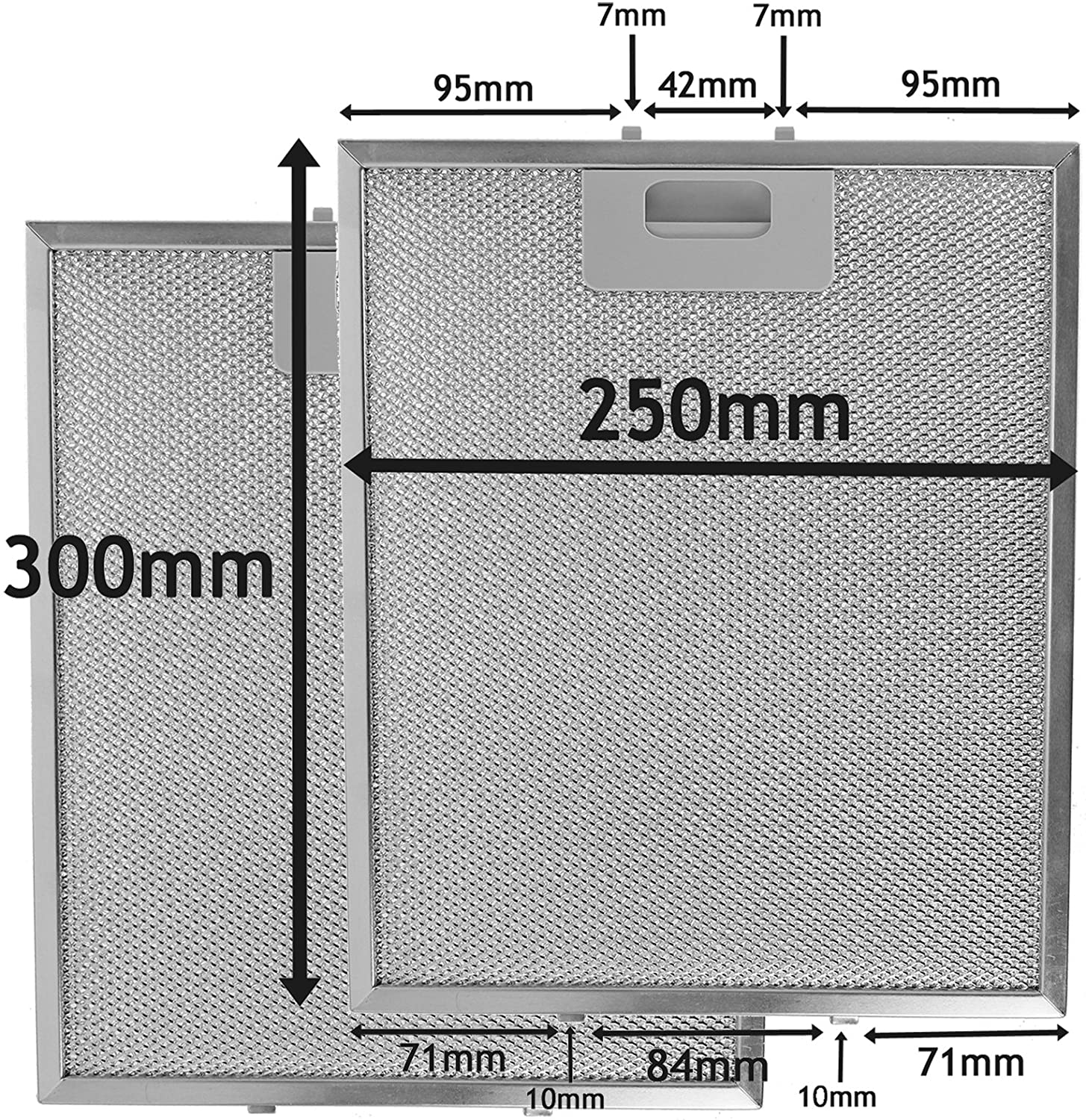 Cooker Hood Metal Mesh Grease Filter for Kitchen Extractor Fan Vent (Silver, 300 x 250 mm, Pack of 2)