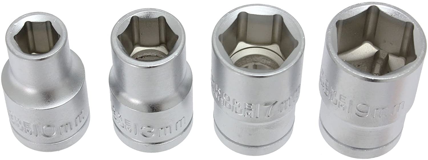 Extendable Wheel Nut Socket Wrench Power Bar 17mm 19mm + 18" Tyre Iron + Socket Set (10mm, 13mm, 17mm & 19mm)