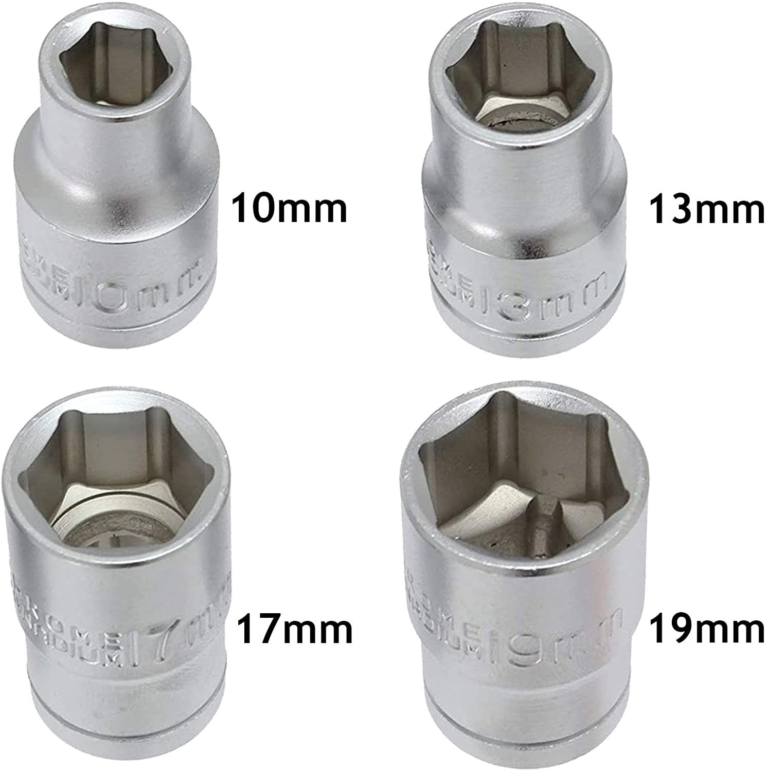 Extendable Wheel Nut Socket Wrench Power Bar 17mm 19mm + 18" Tyre Iron + Socket Set (10mm, 13mm, 17mm & 19mm)