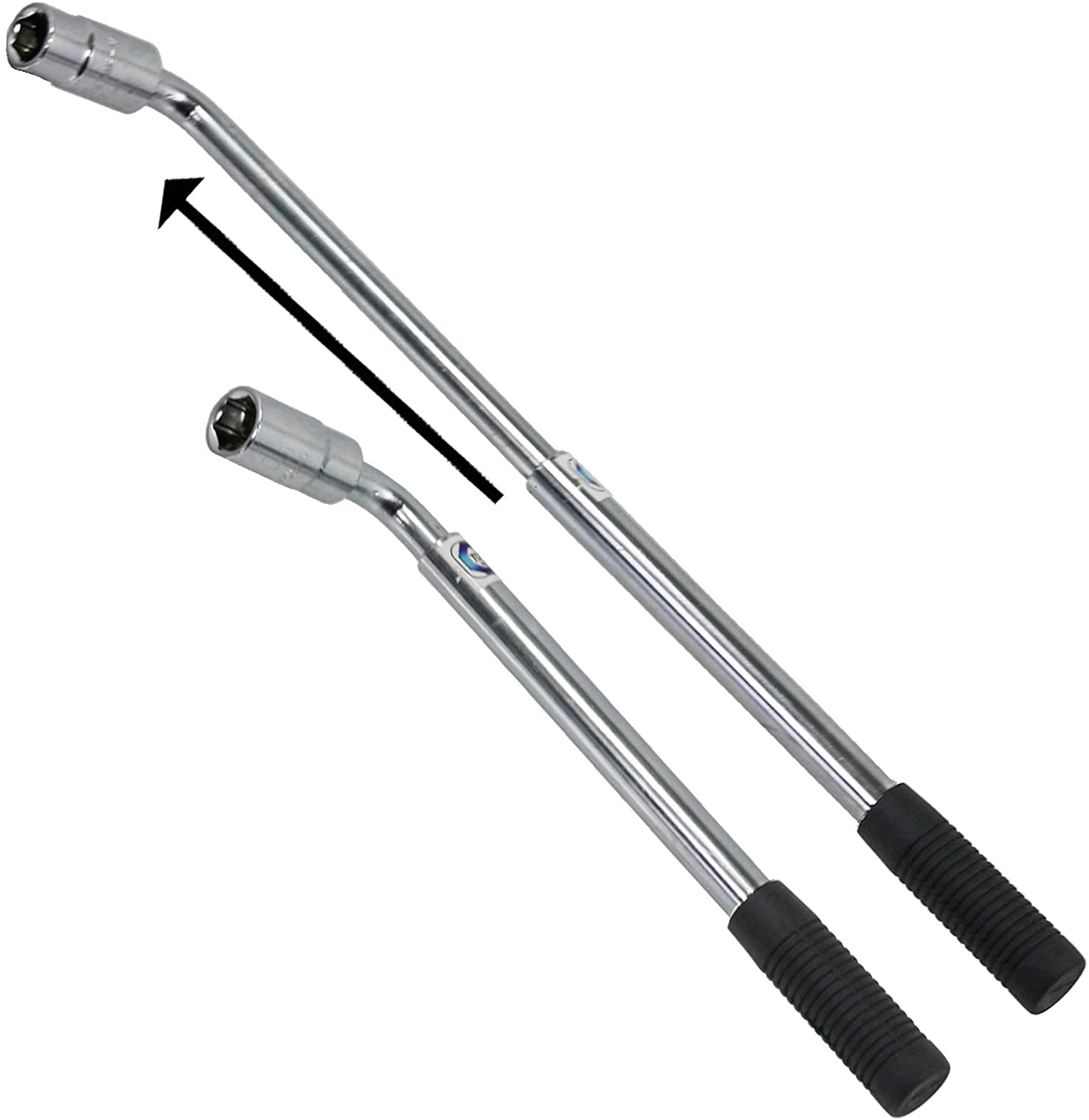 Extendable Wheel Nut Socket Wrench Power Bar 17mm 19mm + 18" Tyre Iron + Socket Set (10mm, 13mm, 17mm & 19mm)