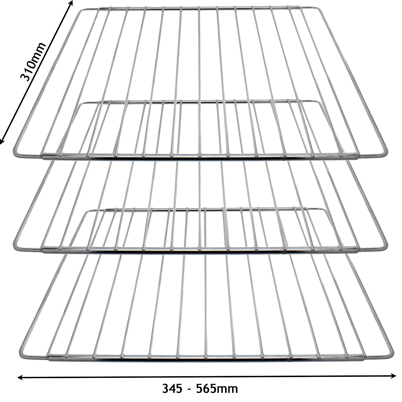 Adjustable Extendable Shelf for Zanussi Oven Cooker (310 x 345-565mm, Pack of 3)