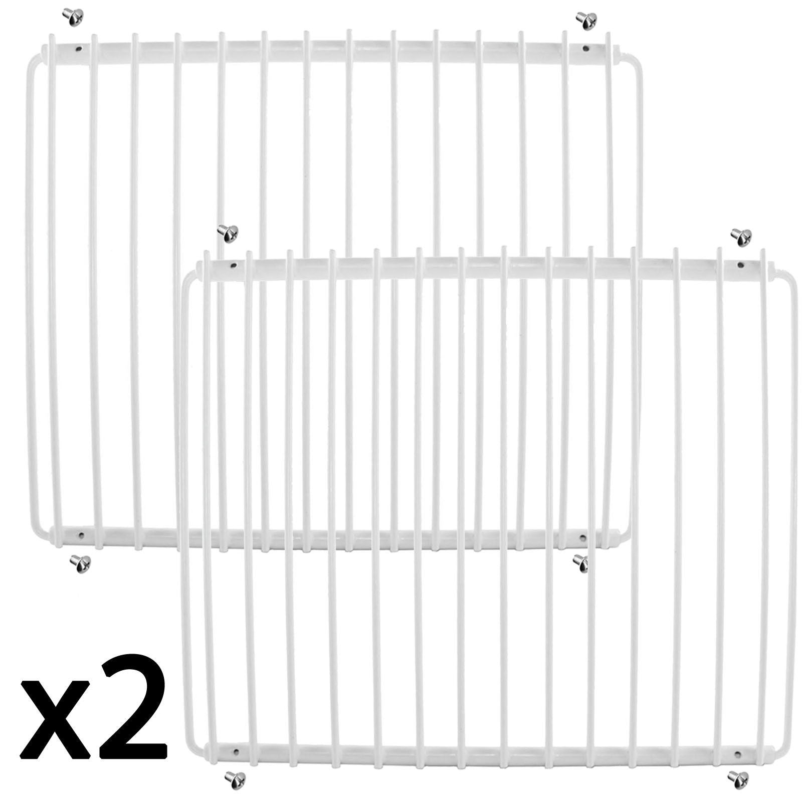 Fridge Shelf for LEC White Plastic Coated Adjustable Freezer Rack Extendable Arms (Pack of 2)