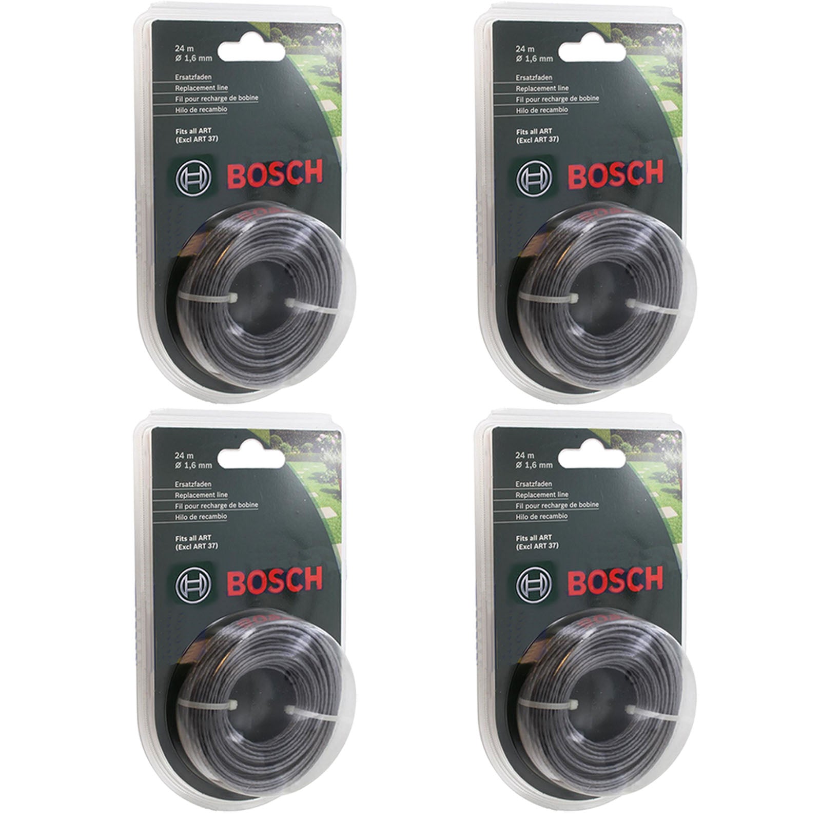 Genuine BOSCH ART 24 27 30 36 Li Spool Feed Strimmer Line (24m / 1.65mm) F016800462 (Pack of 4)