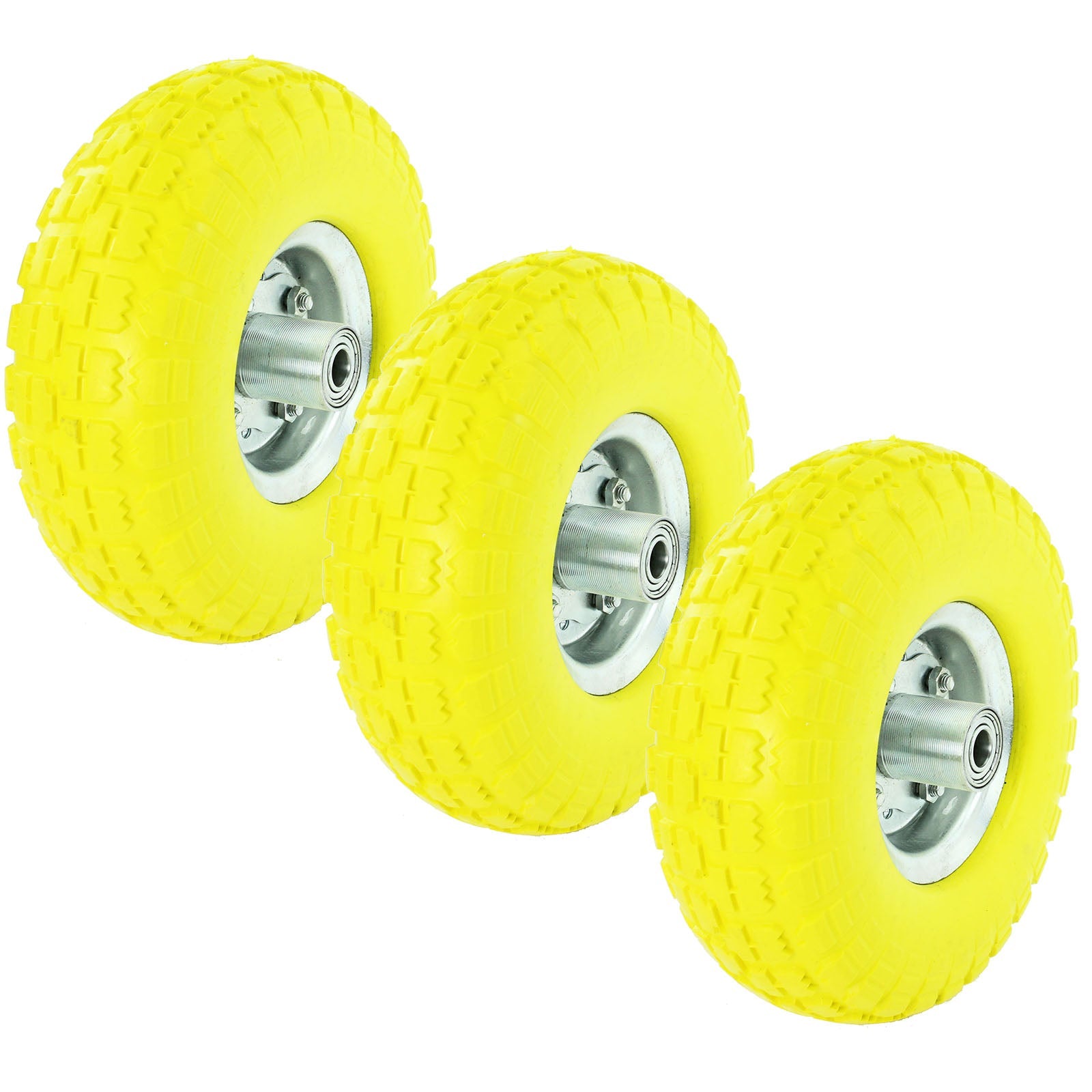 10" Solid Wheelbarrow Wheel Tubeless Barrow Tyre Burst & Puncture Proof Spare x 3