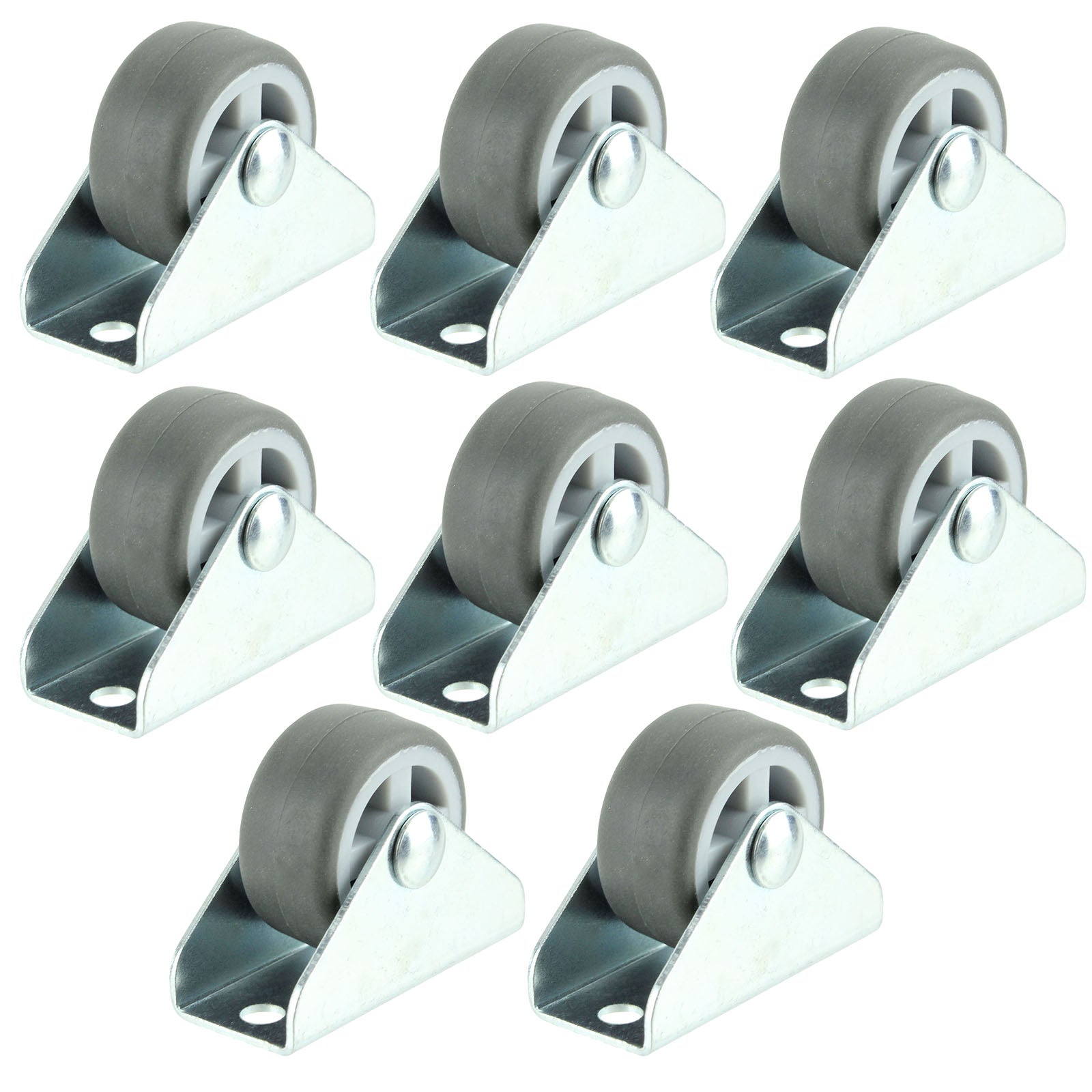 Universal Castor Wheels Fixed Plate Fixing 1'' Mini Wheel (32mm, Pack of 8)