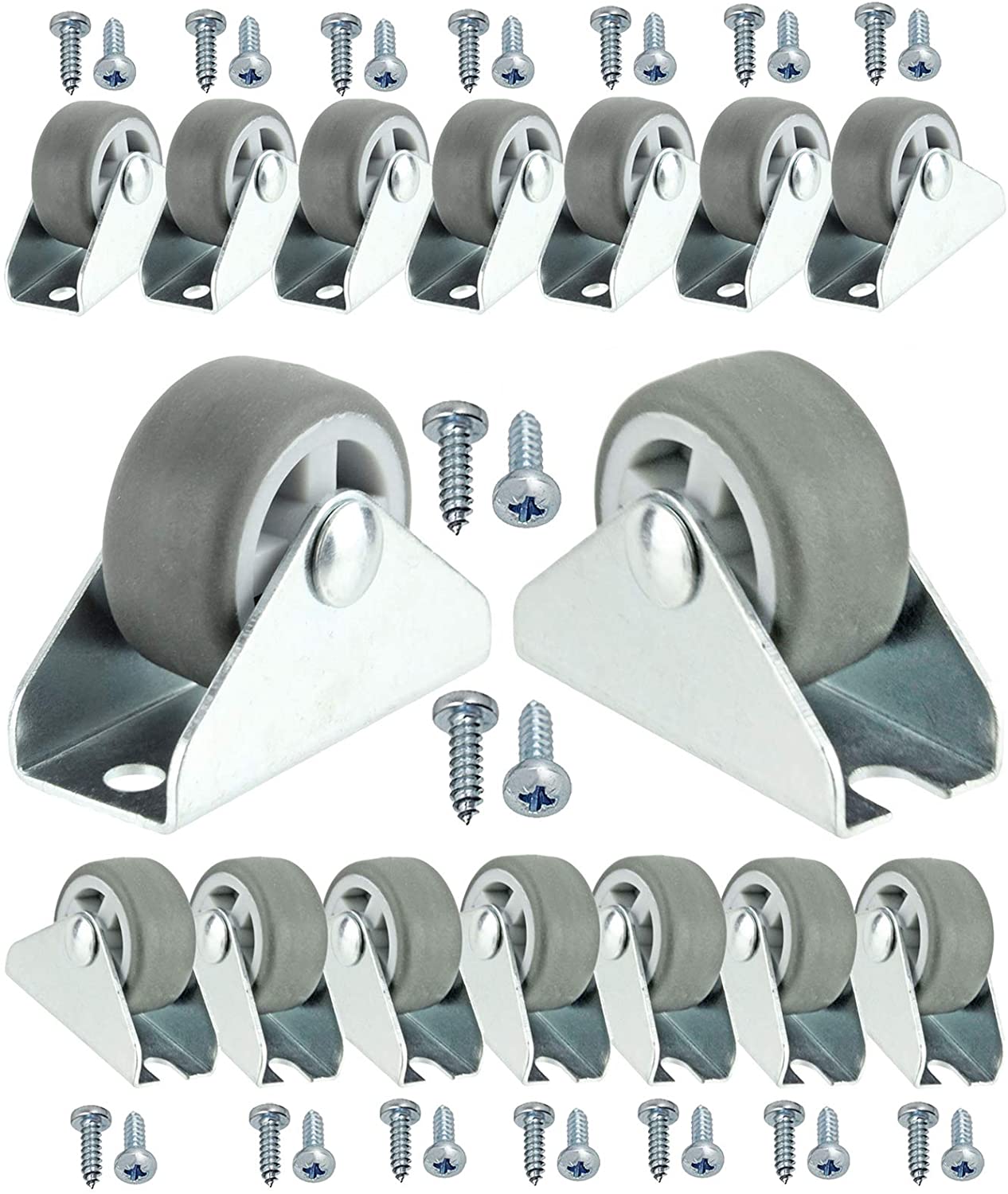 Castor Wheel Caster Wheels 32mm 1'' Mini + Screws Divan Bed Drawer Cabinet x 16