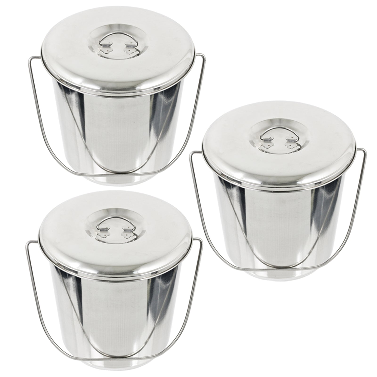 12L Metal Bucket + Lid Handle Heavy Duty Horse Equestrian Stable Feed Watering x 3