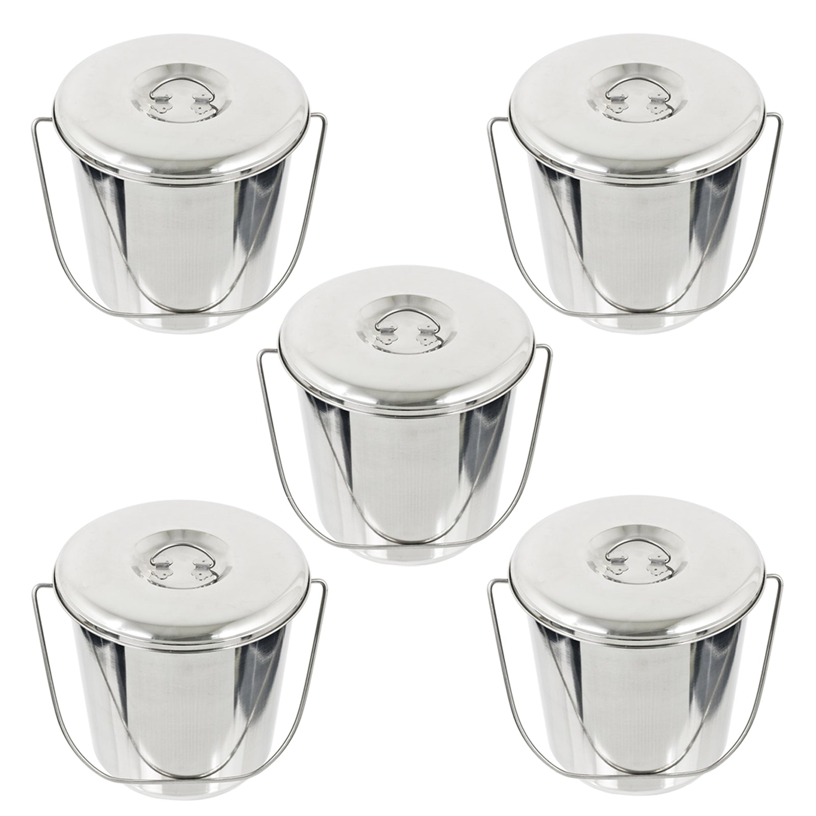 12L Metal Bucket + Lid Handle Heavy Duty Horse Equestrian Stable Feed Watering x 5