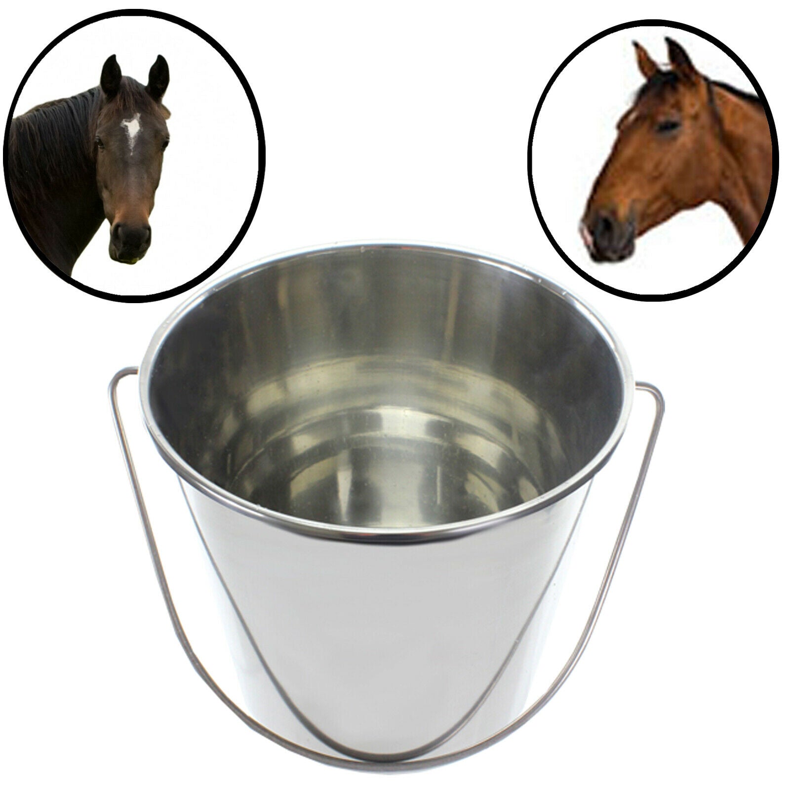 12L Metal Bucket + Lid Handle Heavy Duty Horse Equestrian Stable Feed Watering x 5