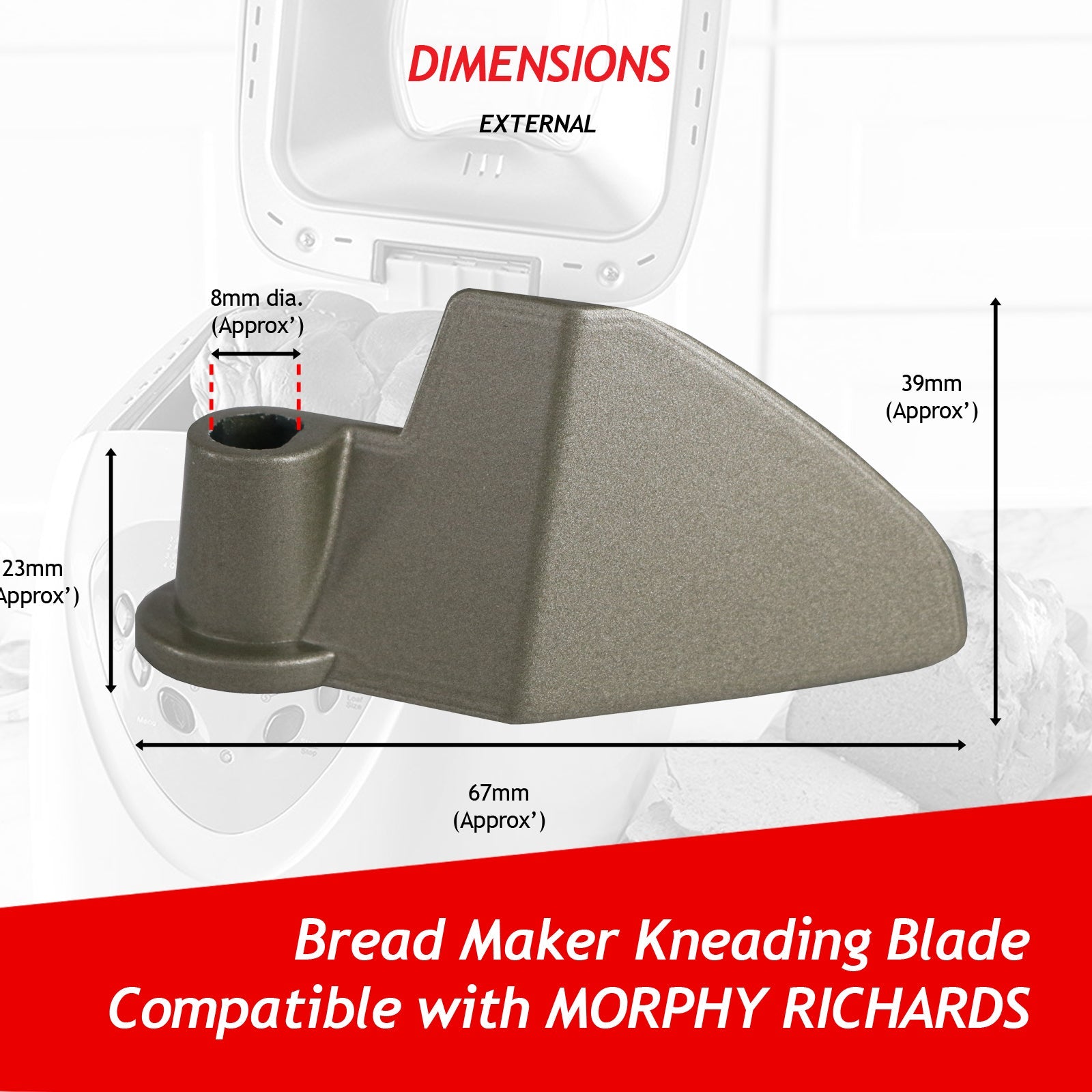 Baking Pan for MORPHY RICHARDS Breadmaker + Kneading Blade Arm 48319 48320 48321