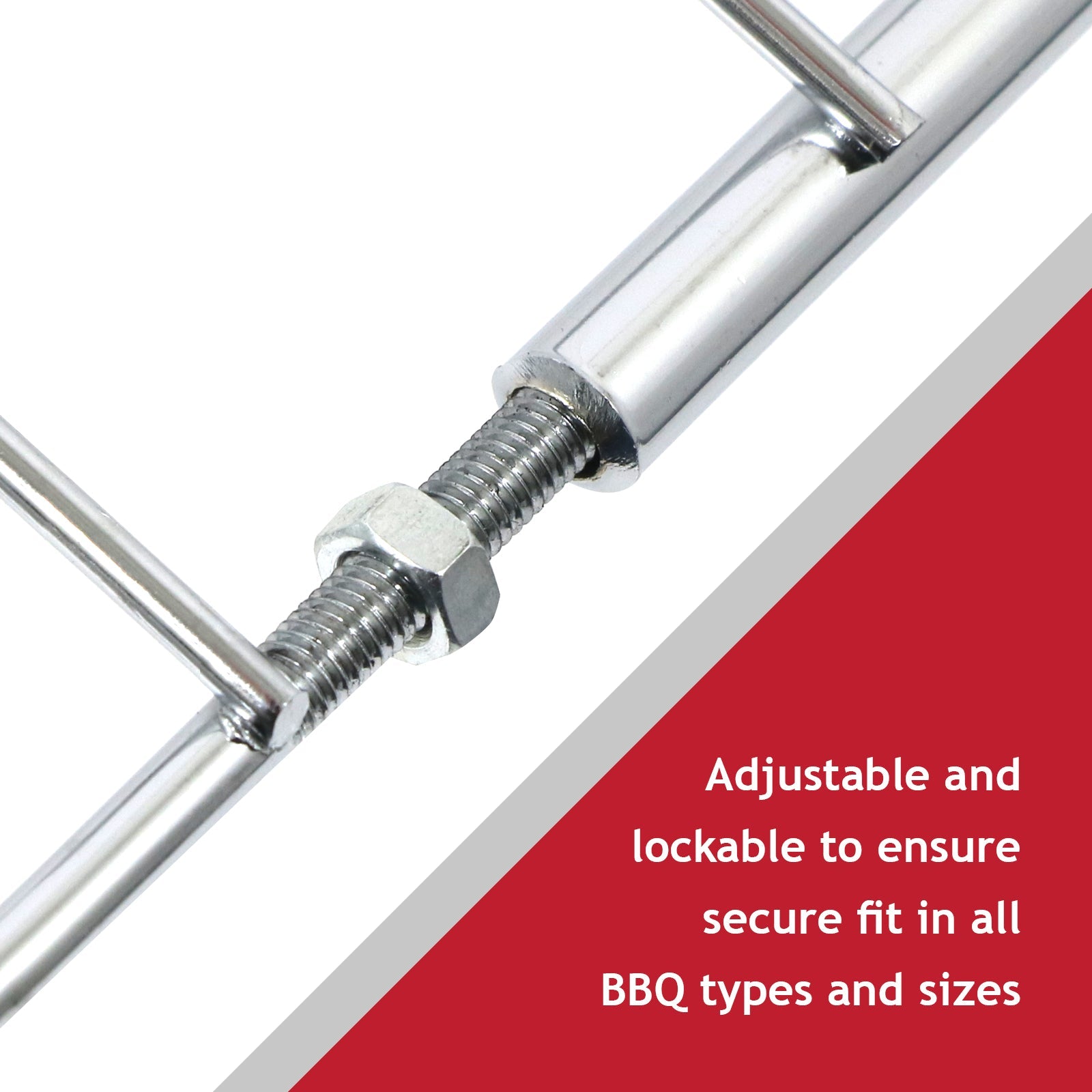 Universal Adjustable BBQ Grill Locking Shelf Chrome Charcoal Extendable x 2