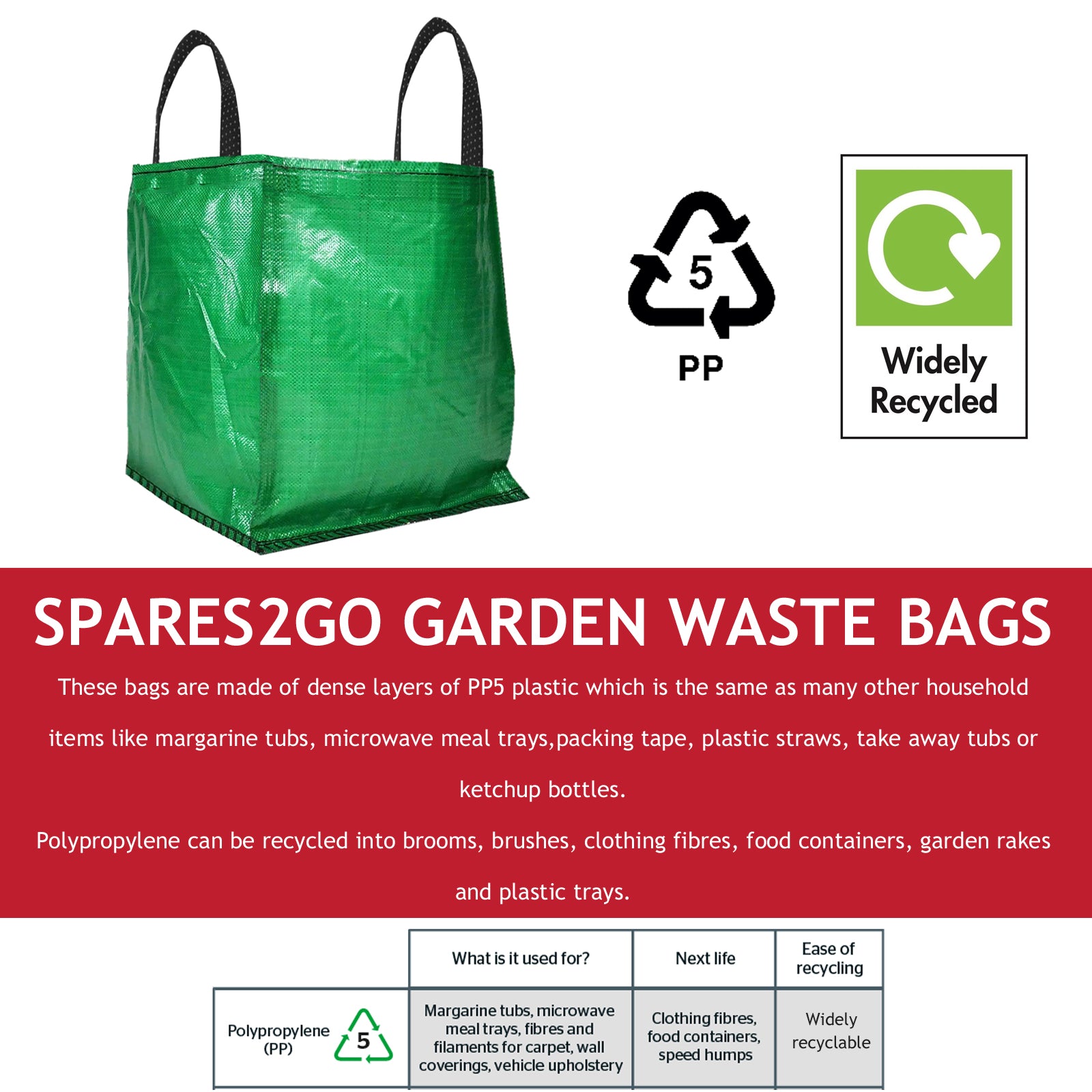 Large Garden Waste Recycling Tip Bags Heavy Duty Non Tear Woven Plastic Sack