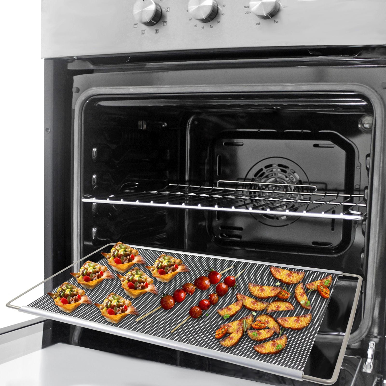 Oven Liner Shelf Adjustable UNIVERSAL Extendable Non Stick Baking Rack Tray - Pack of 4