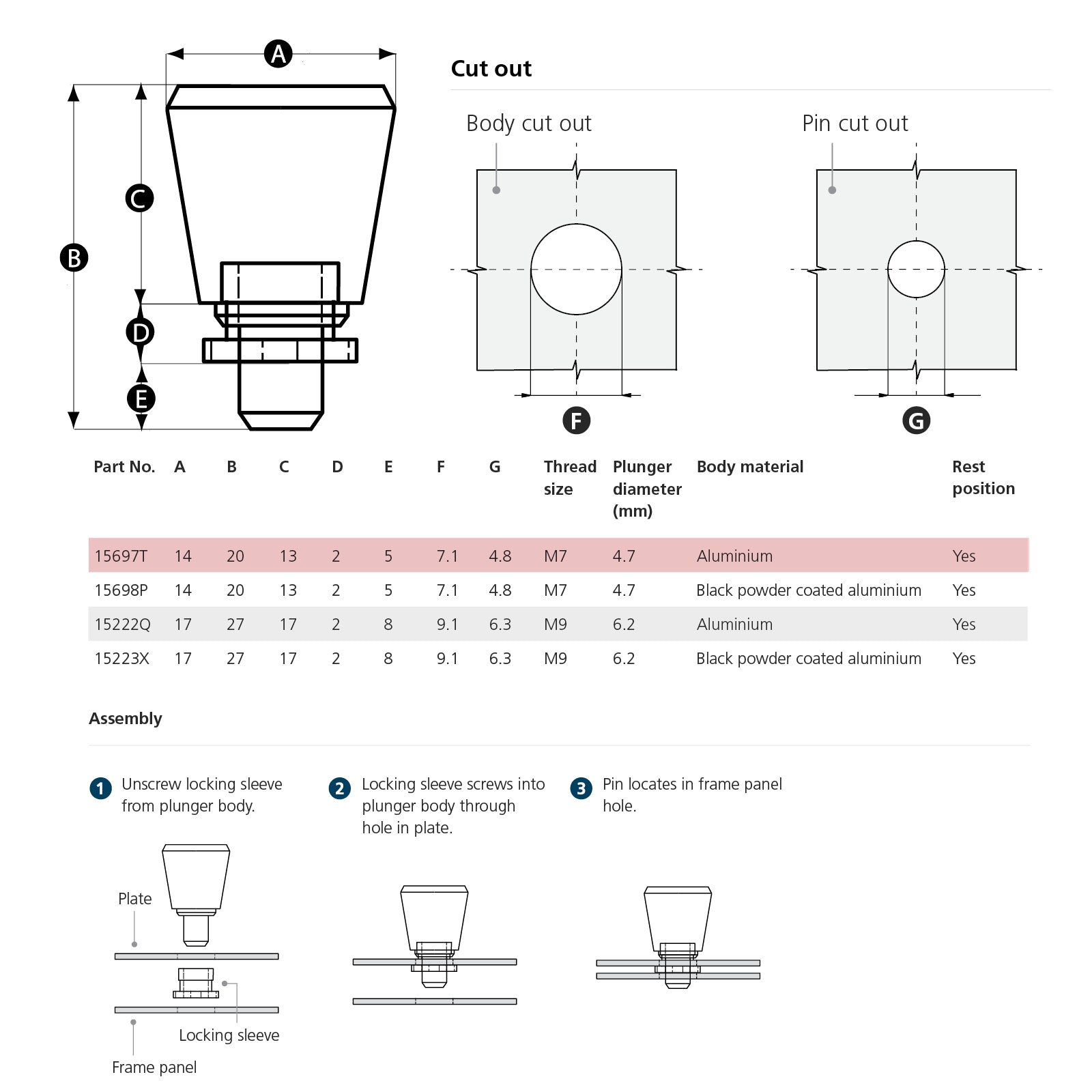 M7 Mini Index Plunger for Thin-Walled Material stainless steel