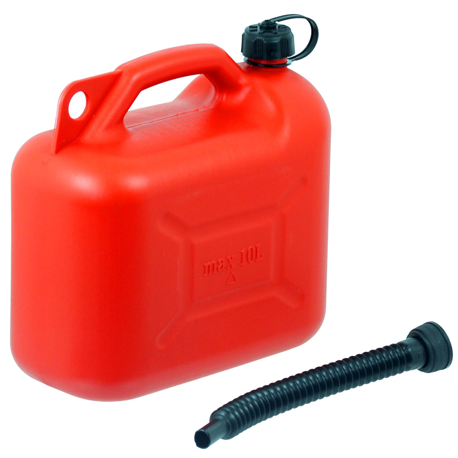 Fuel Can 10L Red Large Plastic Petrol Diesel Jerry Can Canister + Flexible Spout