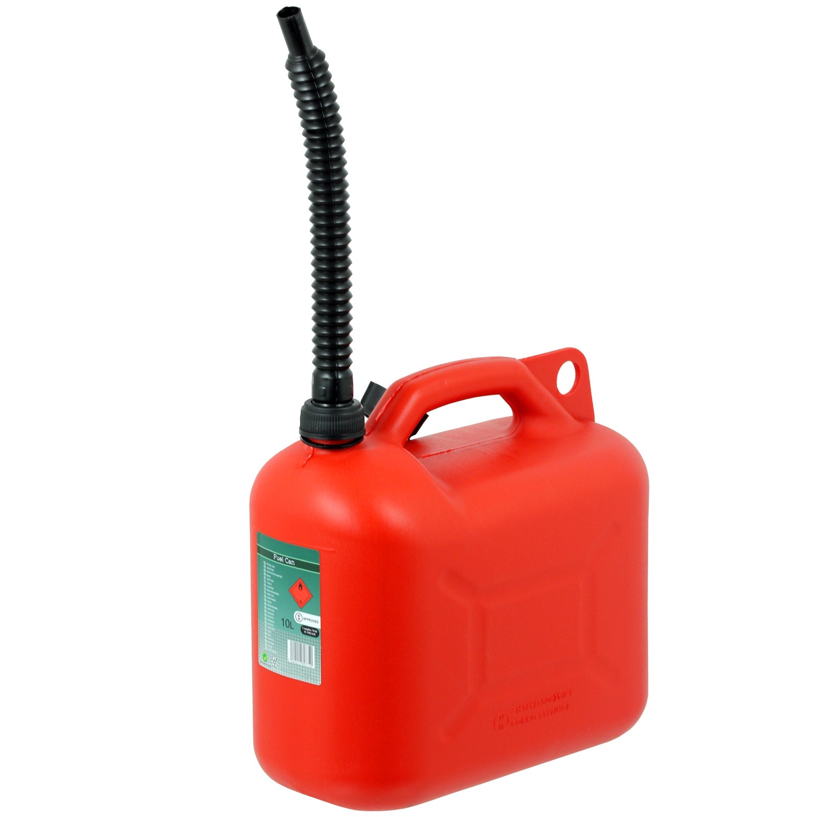 Fuel Can 10L Red Large Plastic Petrol Diesel Jerry Can Canister + Flexible Spout