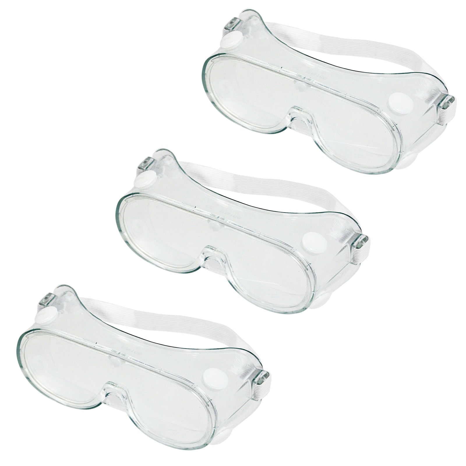 Multipurpose Safety Goggles Protection Glasses One Size Fit Pack of 3 Clear