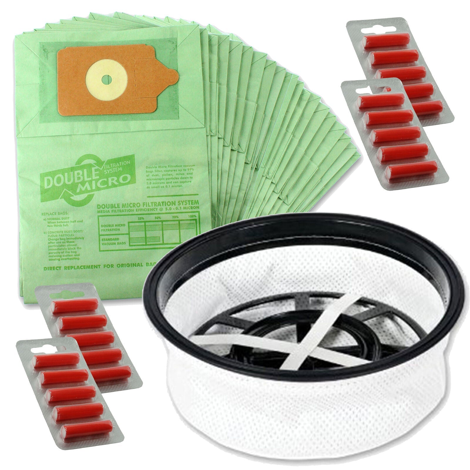 Vacuum Bags & Filter Microfibre for Numatic Henry Hetty James Vacuum Cleaner (20 Bags + Fresheners)