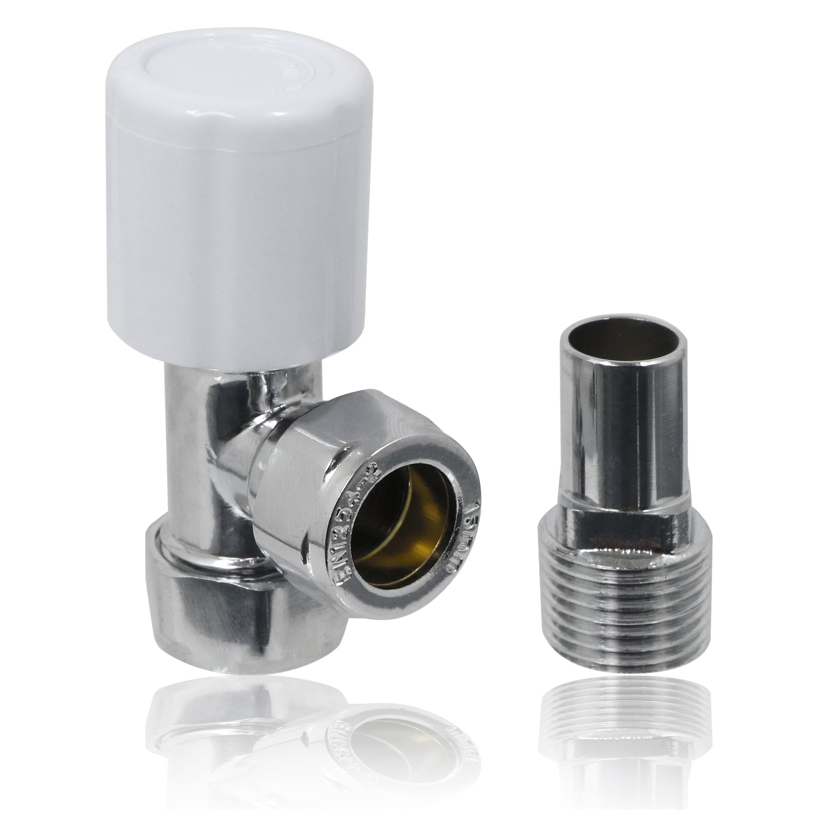 TOWER Thermostatic Radiator Valve Set Angled Lockshield 10-15mm TRV Head White