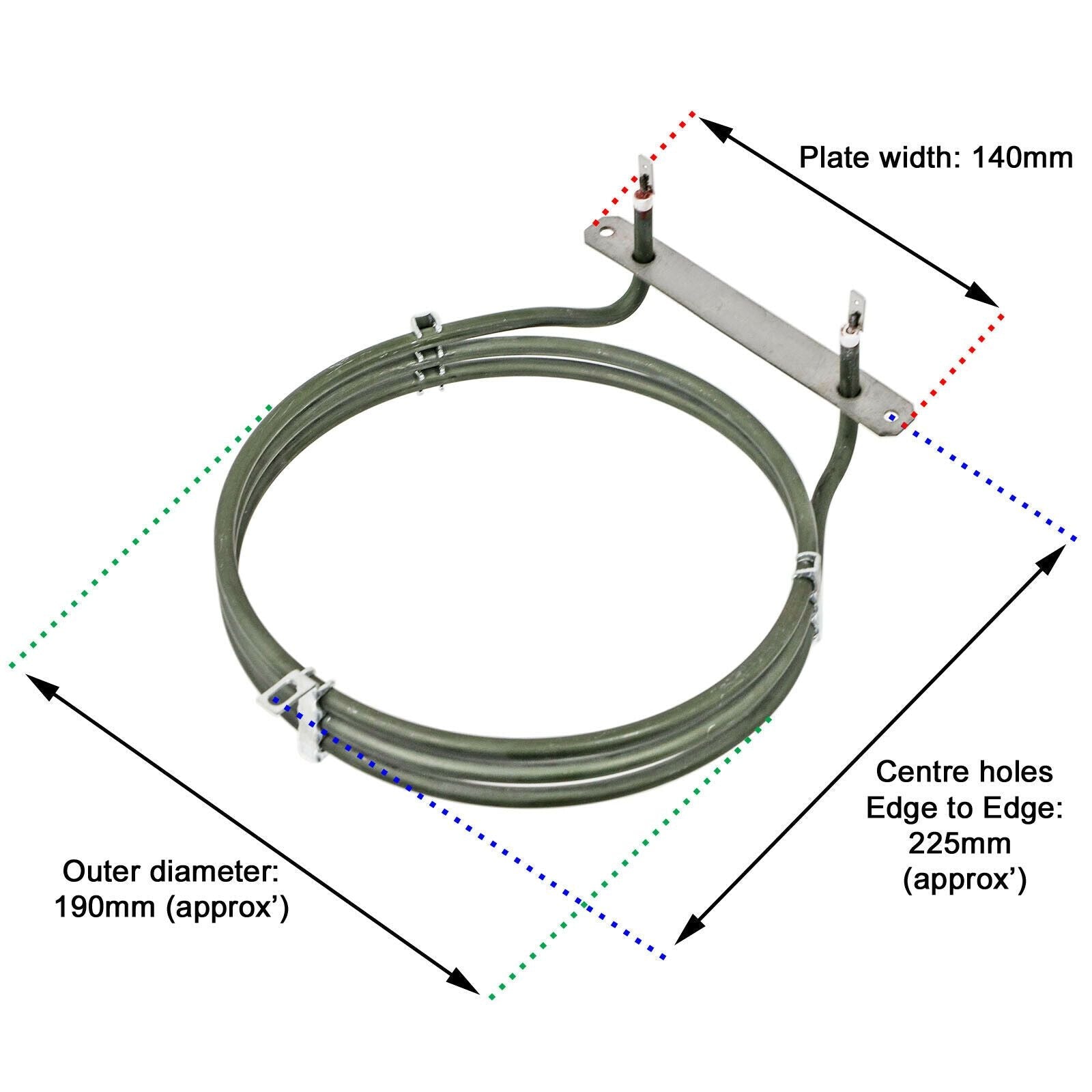 Fan Oven Element for John Lewis Cooker Heater 3 Turn Heating Element 2500W