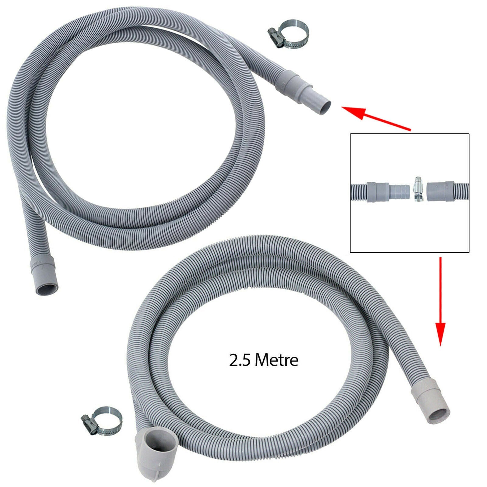 Fill Hose + Drain Hose Extension Set for HOWDENS LAMONA Washing Machine & Dishwasher 5m + 5m (+ PTFE Tape)