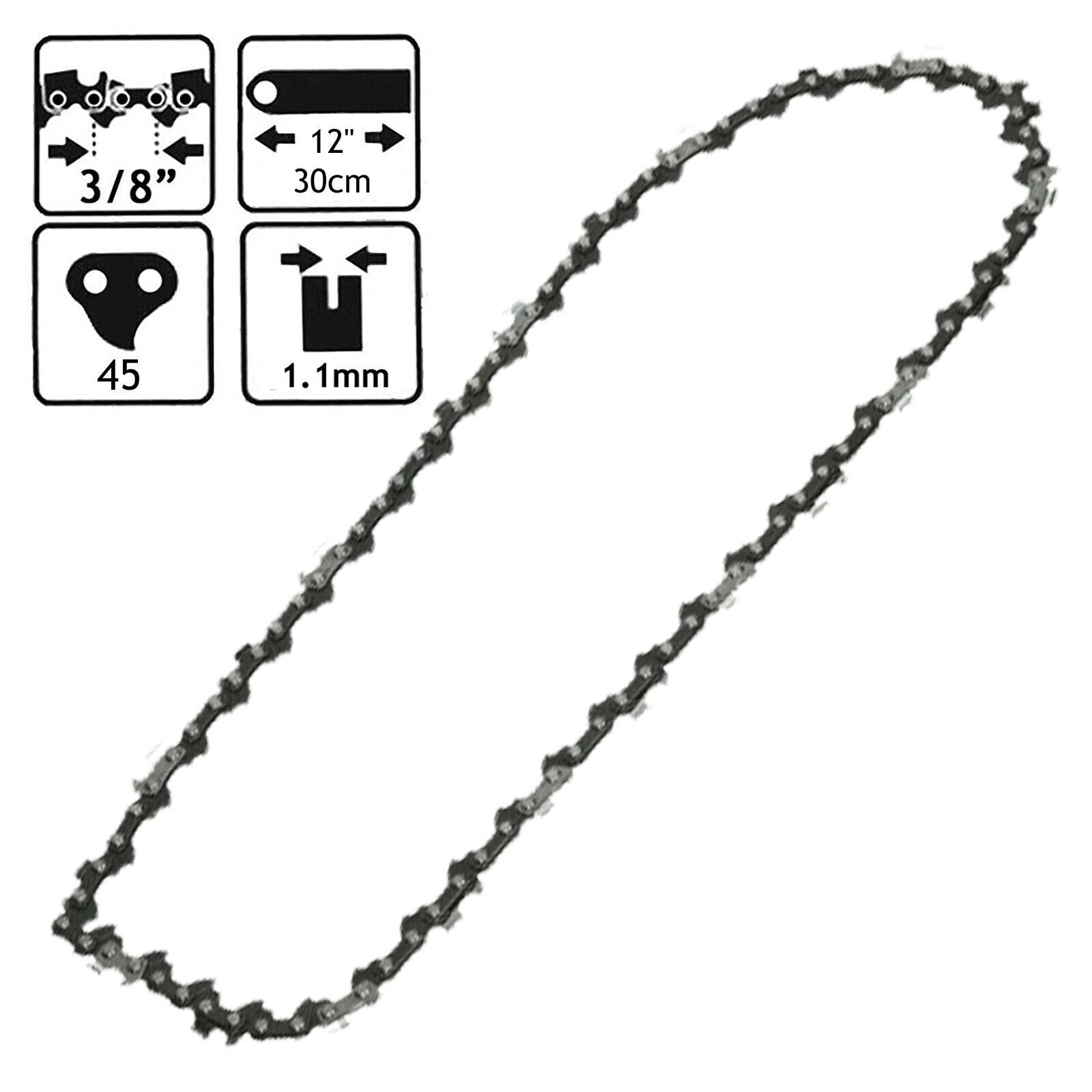 Chainsaw Chain 45 Drive Link 30cm 12" 3/8" for BOSCH AKE 30 30B 30S 30Li Saw