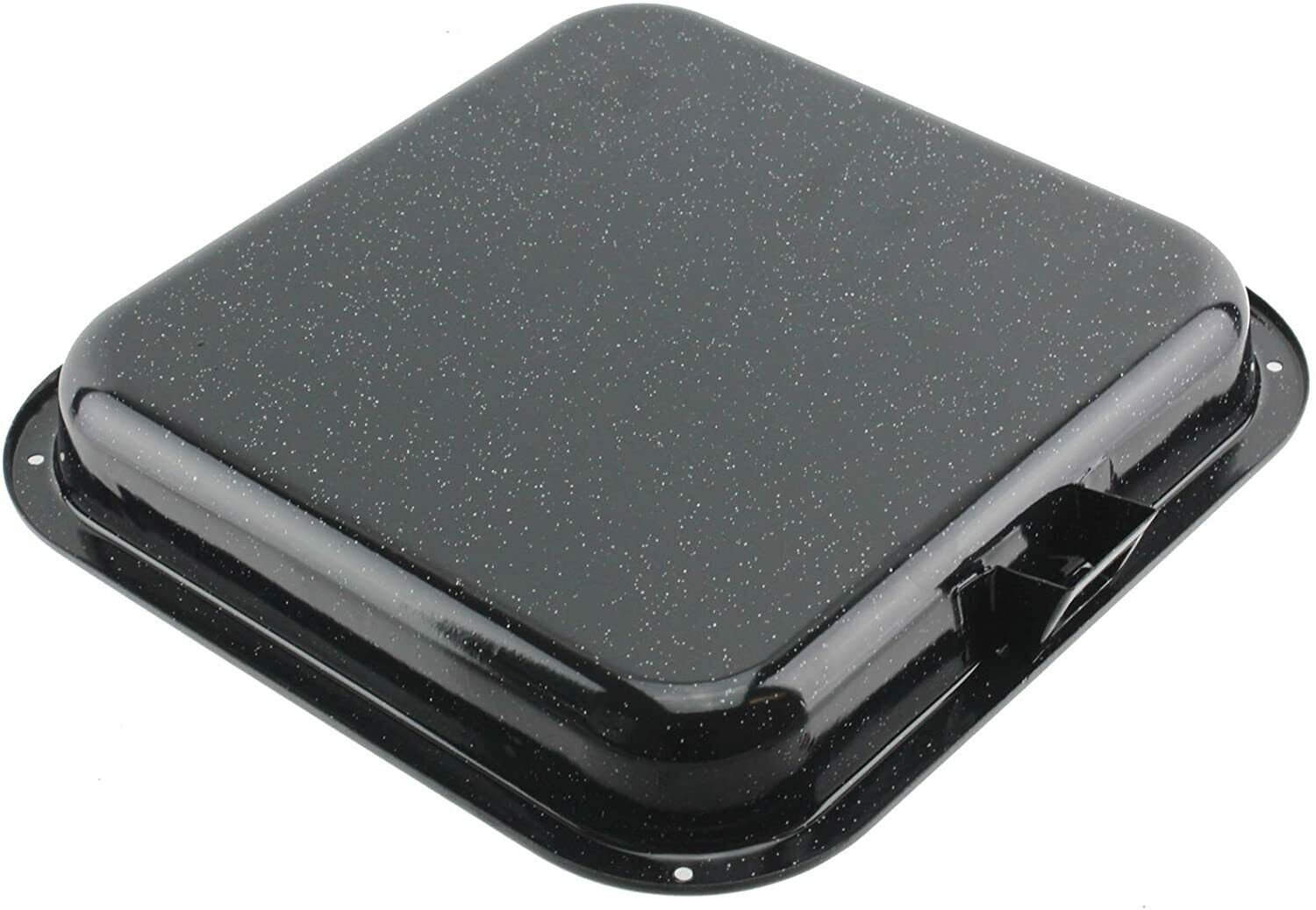 Outer side of black enameled finish grill pan