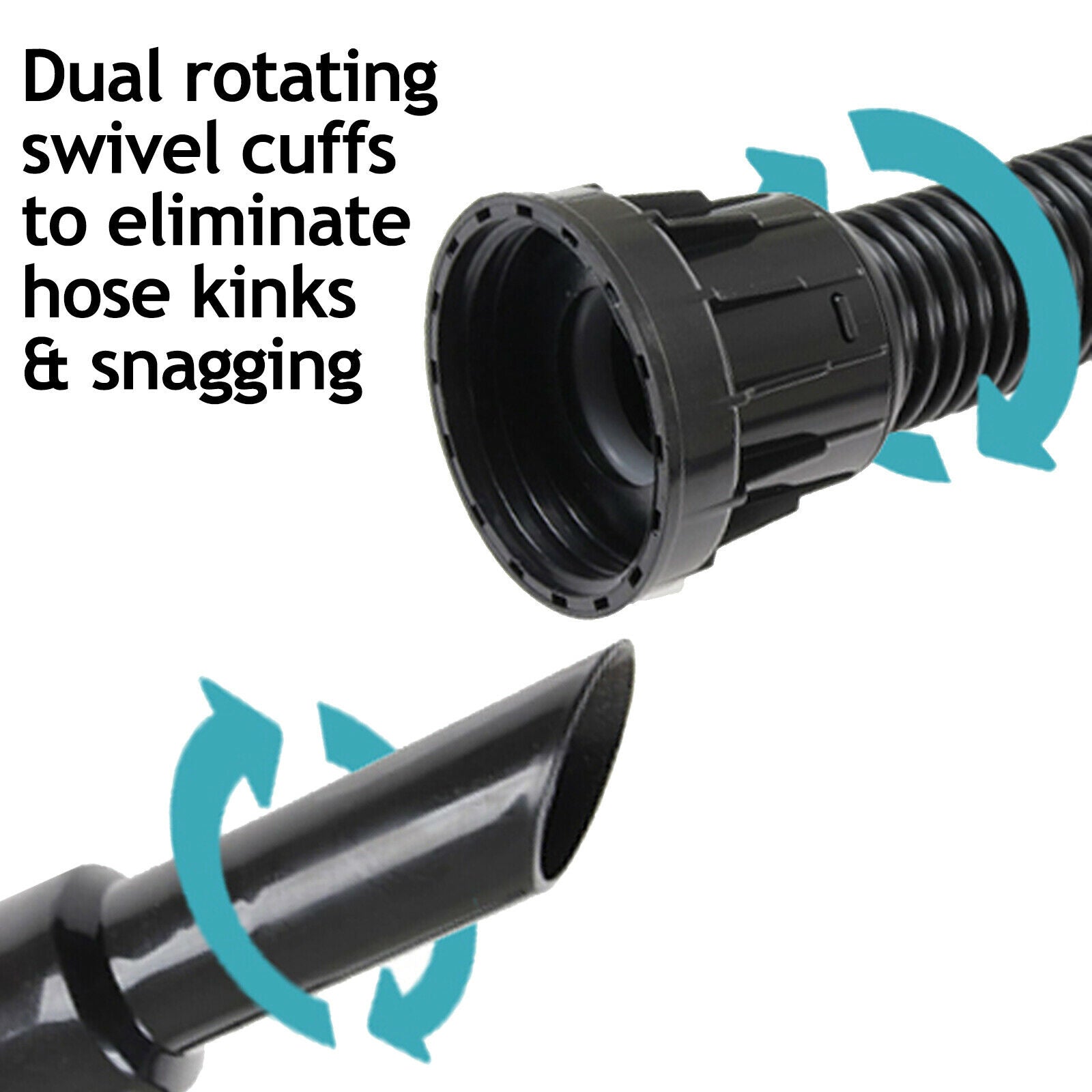 SPARES2GO - 5 Metre Hose for Numatic Henry Vacuum Cleaner 5m - Dual rotating swivel cuffs to eliminate hose kinks & snagging