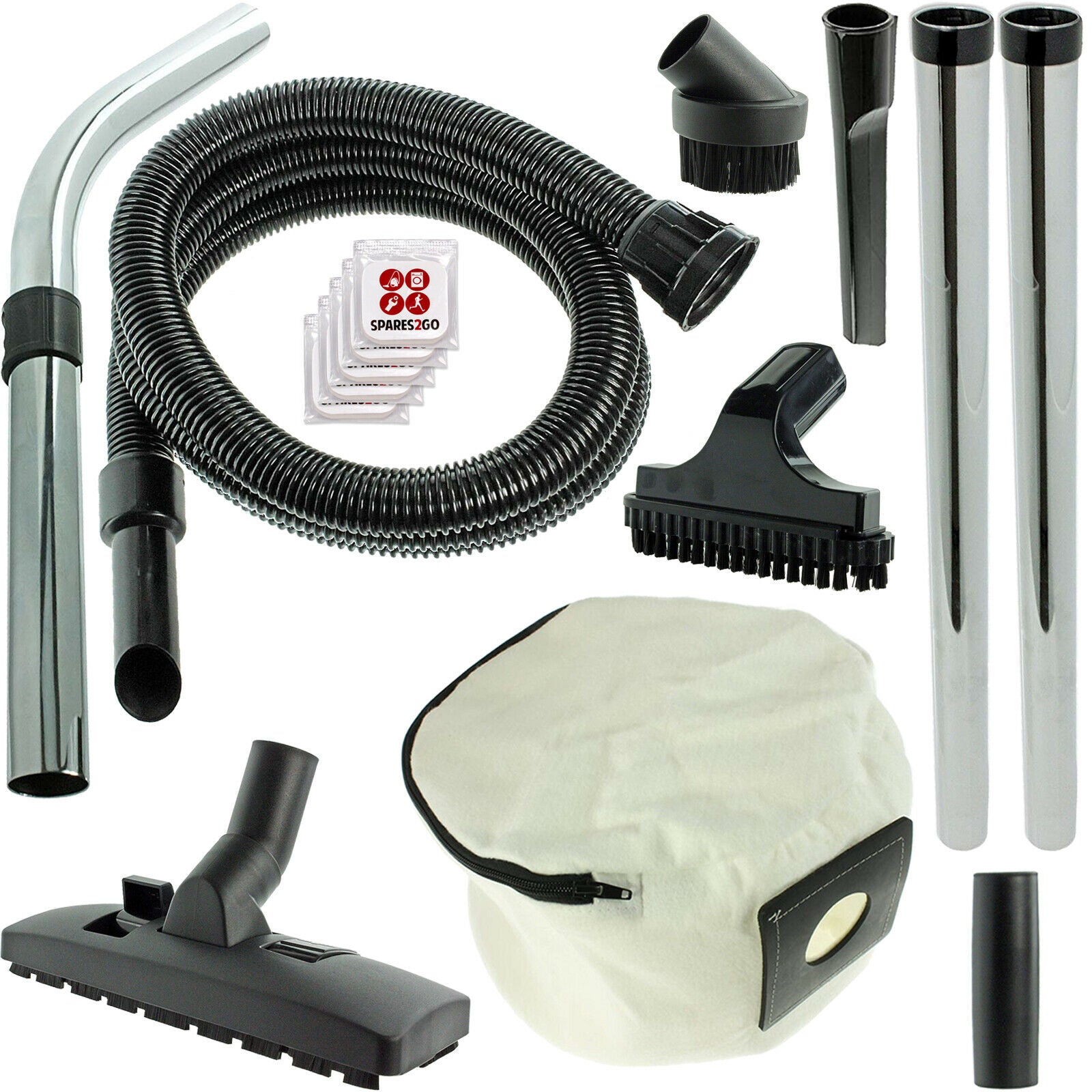 SPARES2GO Spare Parts Tool Kit Hose 2.5m Reusable Zip Bag For Numatic Henry Hetty James Vacuum Cleaner + Fresheners