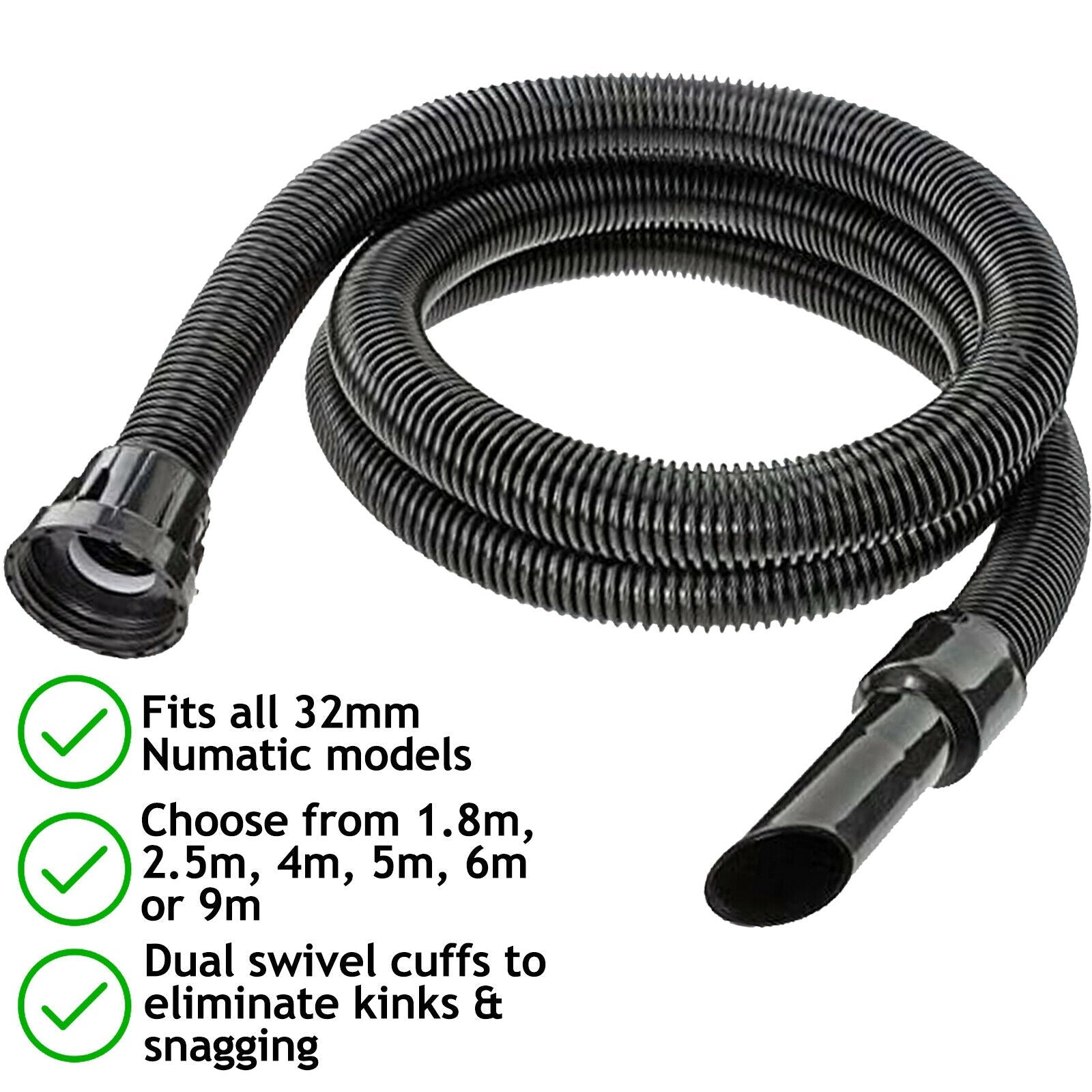 Hose for NUMATIC Vacuum HENRY Hoover Pipe Kit GEORGE Replacement Parts Cuff 32mm